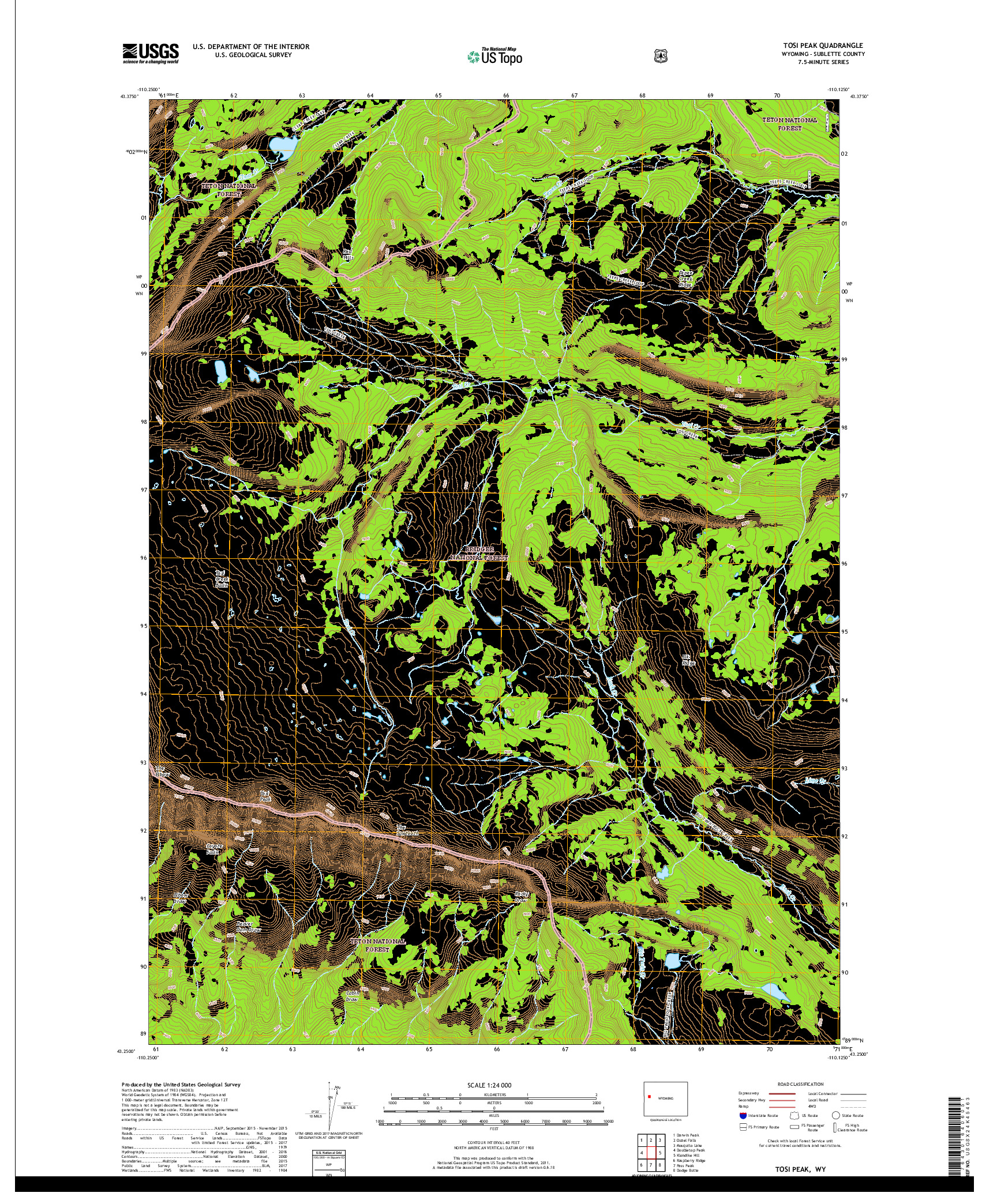 USGS US TOPO 7.5-MINUTE MAP FOR TOSI PEAK, WY 2018