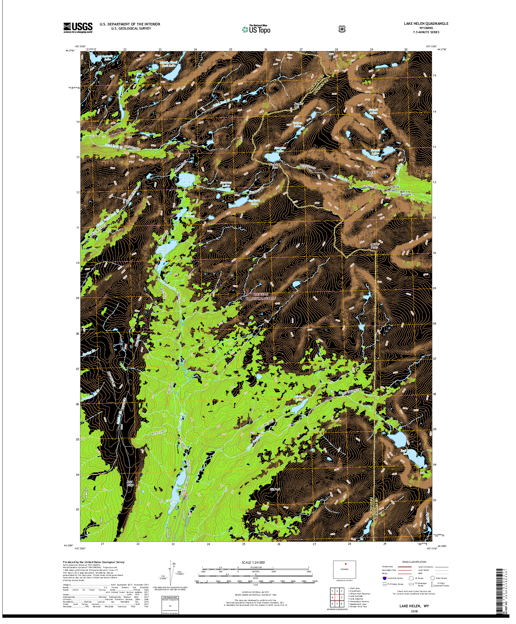 USGS US TOPO 7.5-MINUTE MAP FOR LAKE HELEN, WY 2018