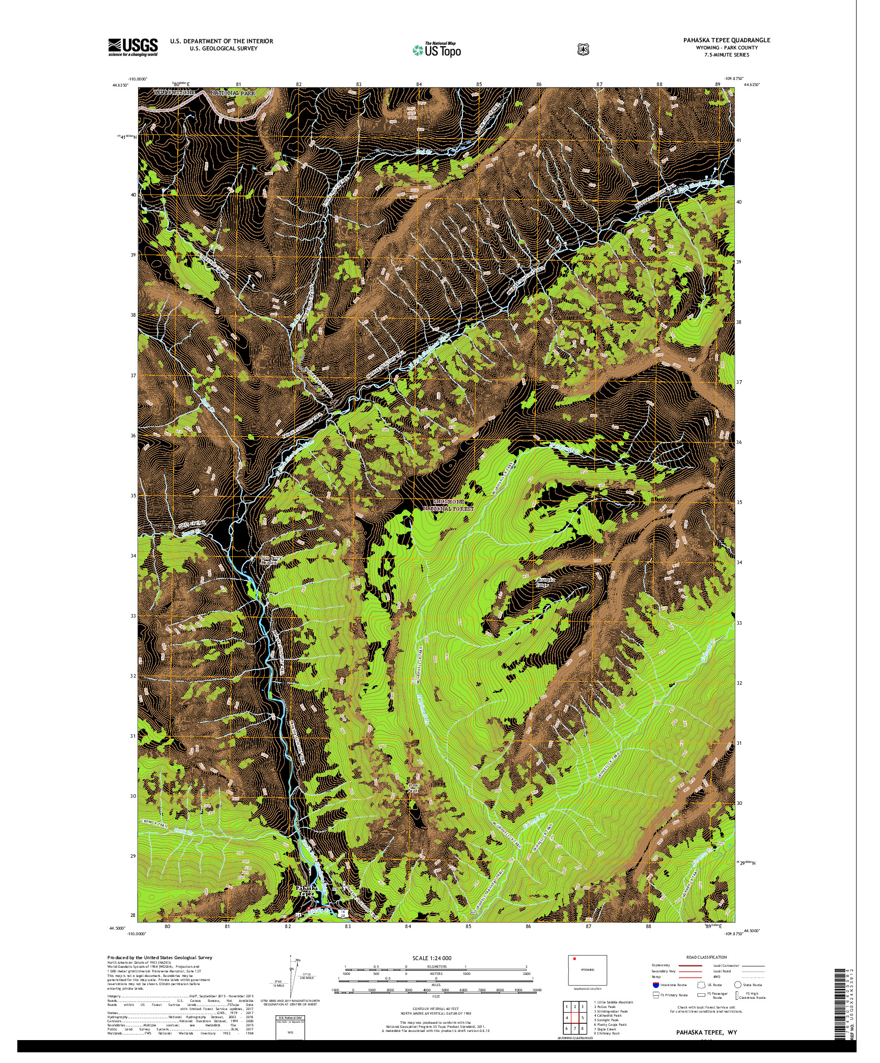 USGS US TOPO 7.5-MINUTE MAP FOR PAHASKA TEPEE, WY 2018