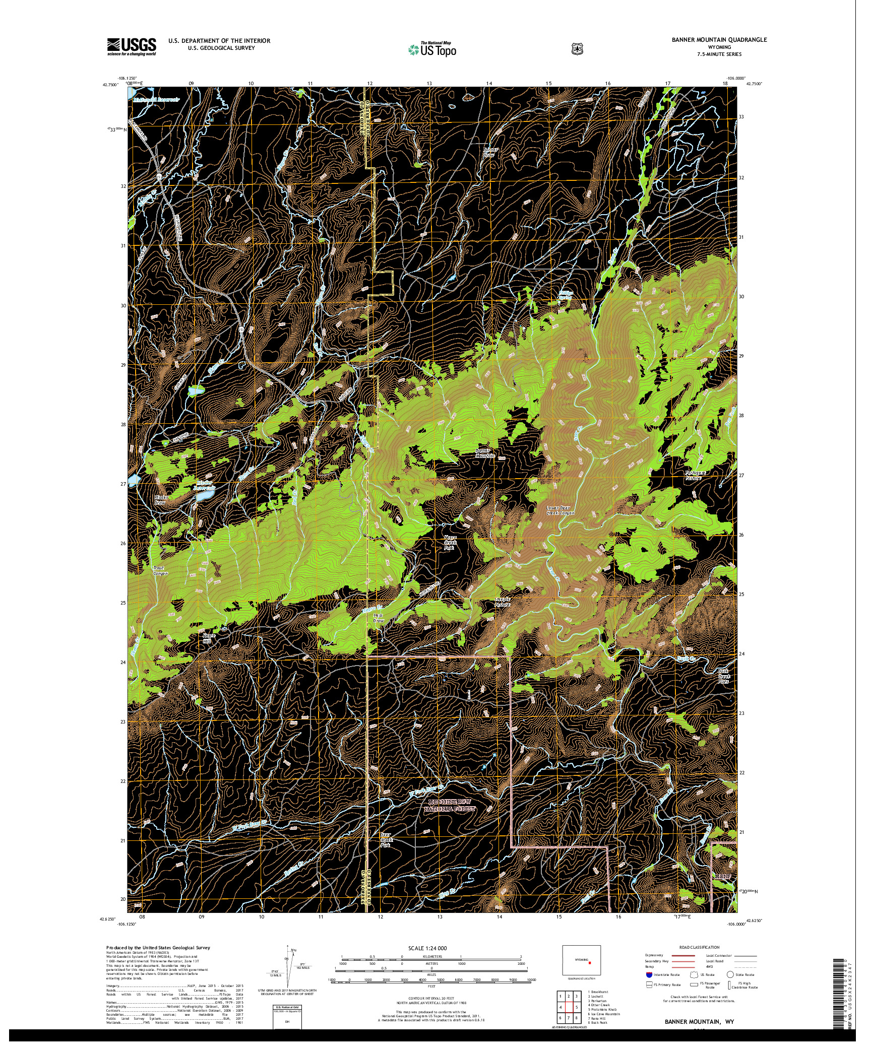 USGS US TOPO 7.5-MINUTE MAP FOR BANNER MOUNTAIN, WY 2018