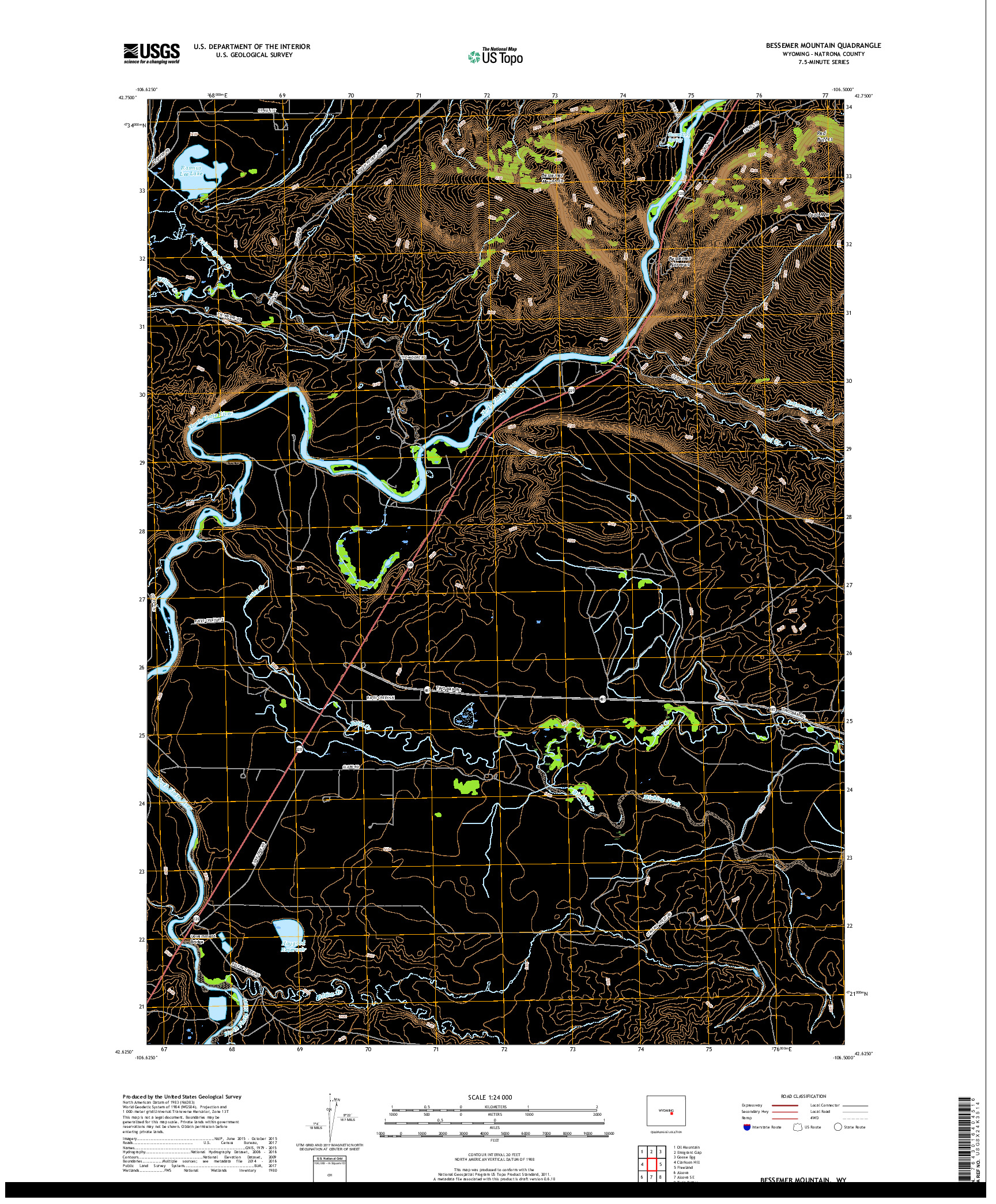 USGS US TOPO 7.5-MINUTE MAP FOR BESSEMER MOUNTAIN, WY 2018