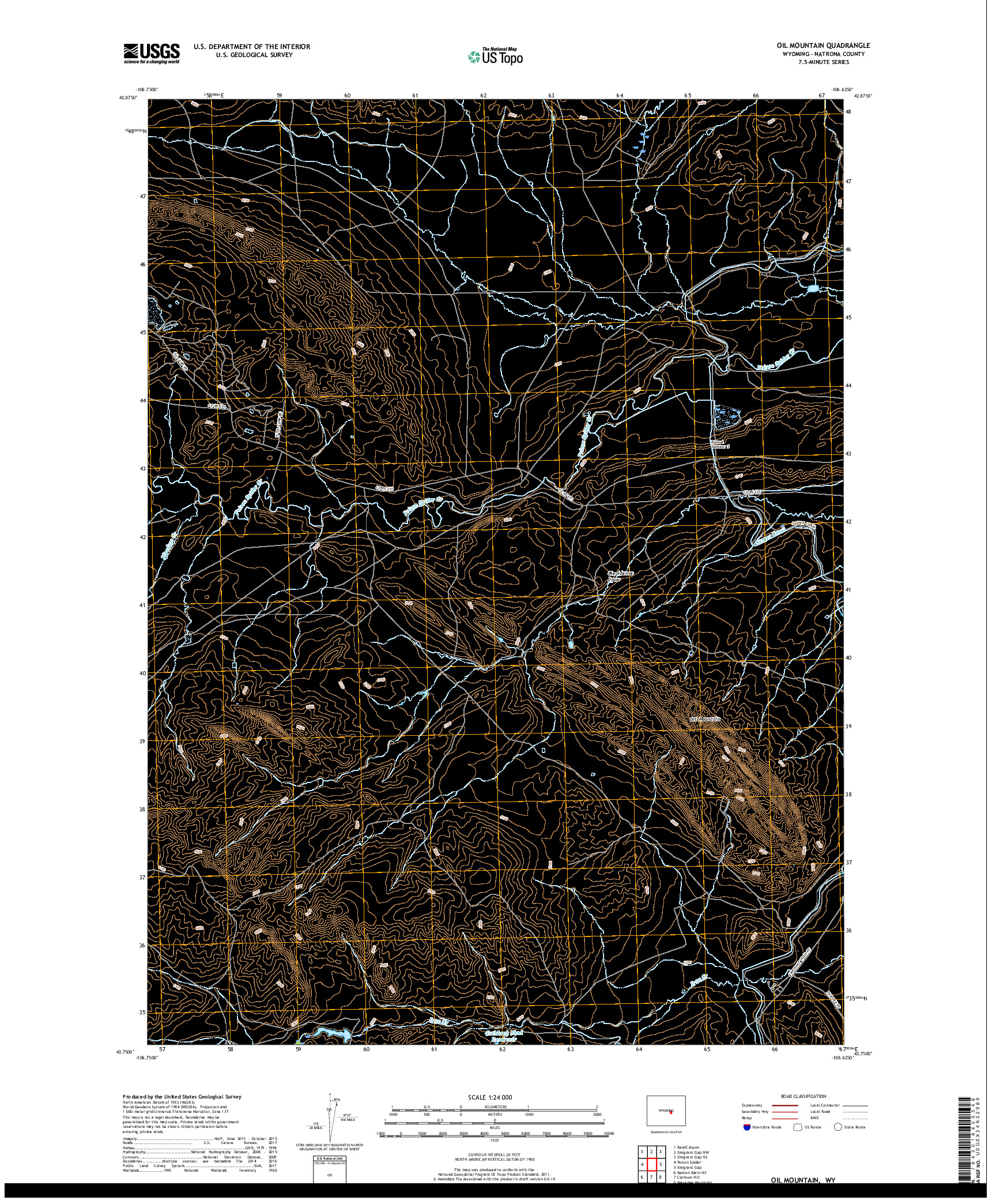 USGS US TOPO 7.5-MINUTE MAP FOR OIL MOUNTAIN, WY 2018