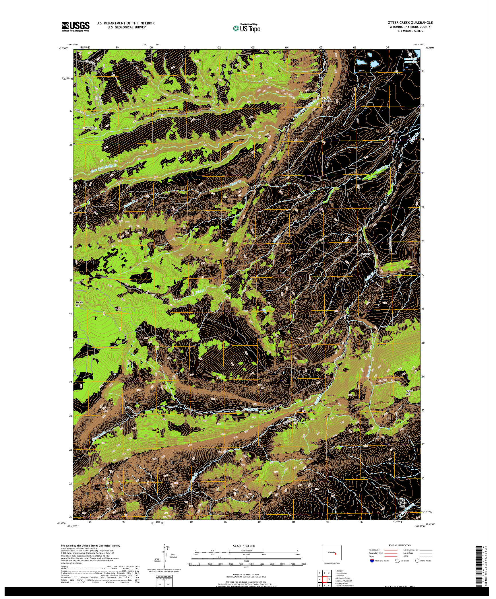USGS US TOPO 7.5-MINUTE MAP FOR OTTER CREEK, WY 2018