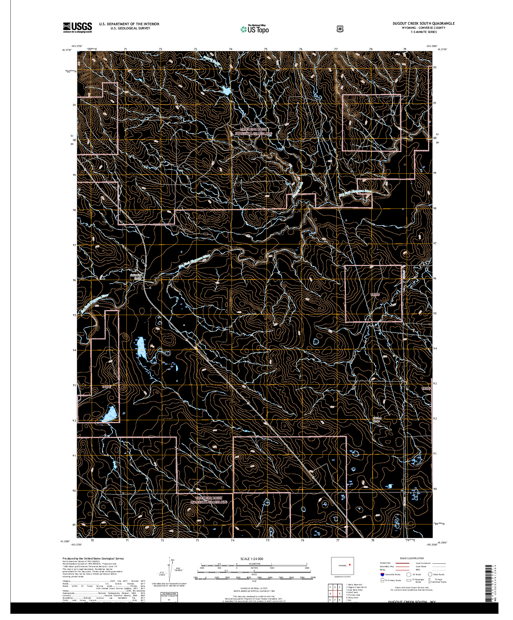 USGS US TOPO 7.5-MINUTE MAP FOR DUGOUT CREEK SOUTH, WY 2018
