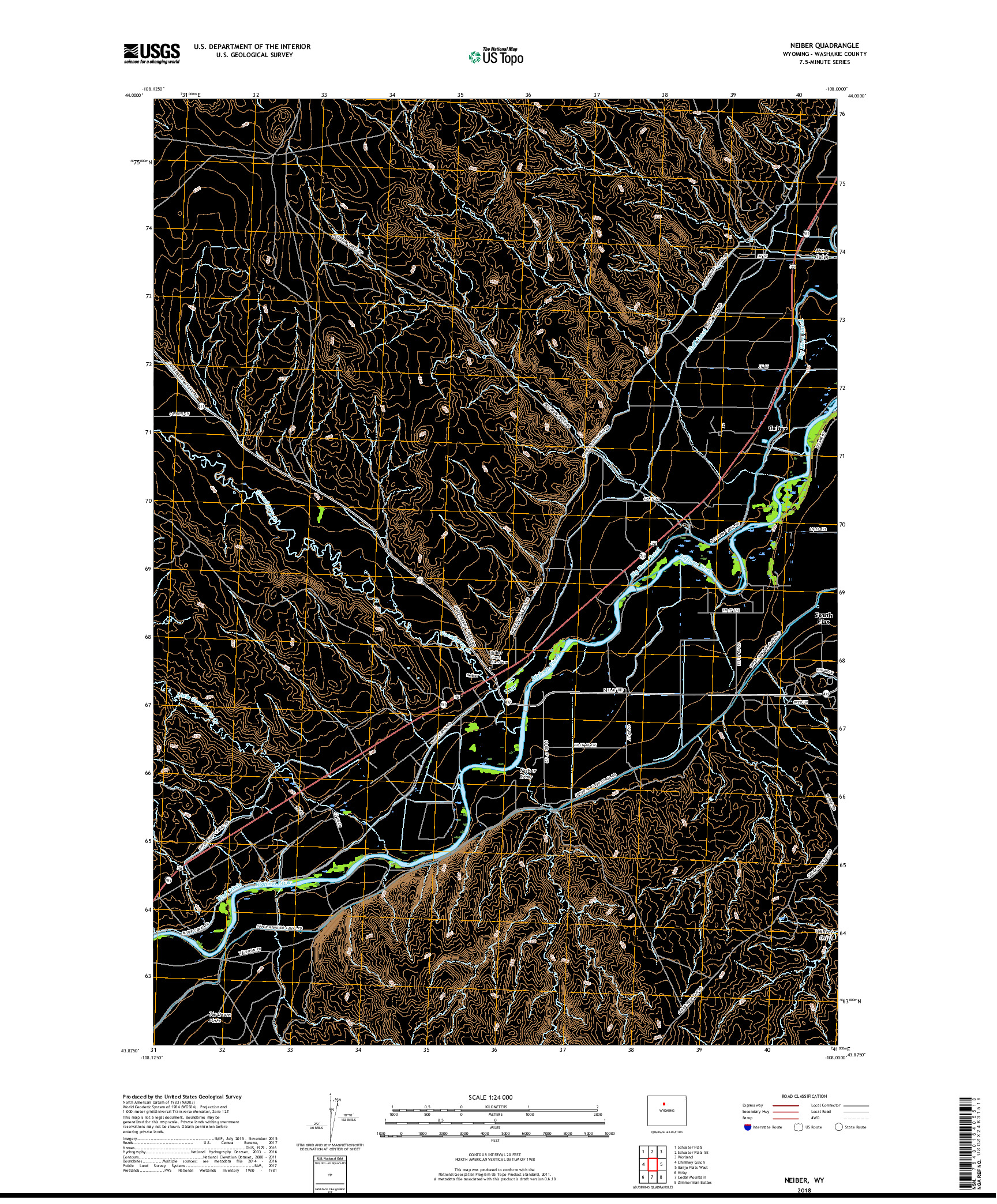 USGS US TOPO 7.5-MINUTE MAP FOR NEIBER, WY 2018