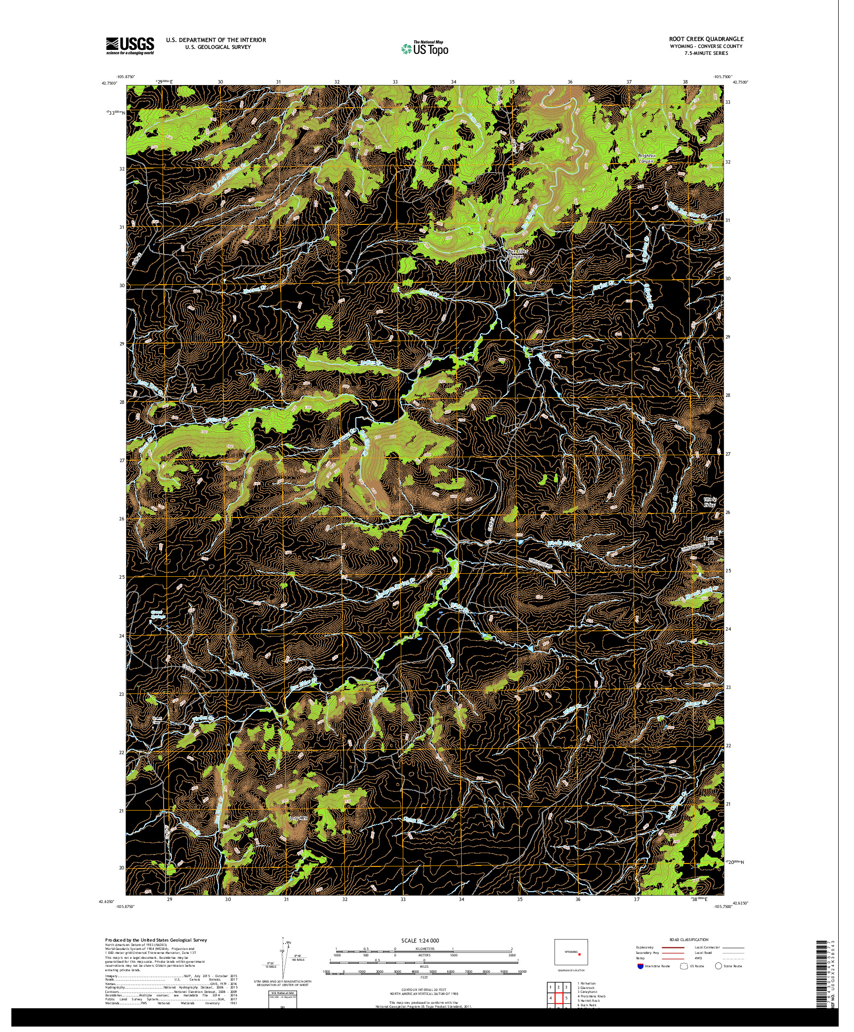 USGS US TOPO 7.5-MINUTE MAP FOR ROOT CREEK, WY 2018