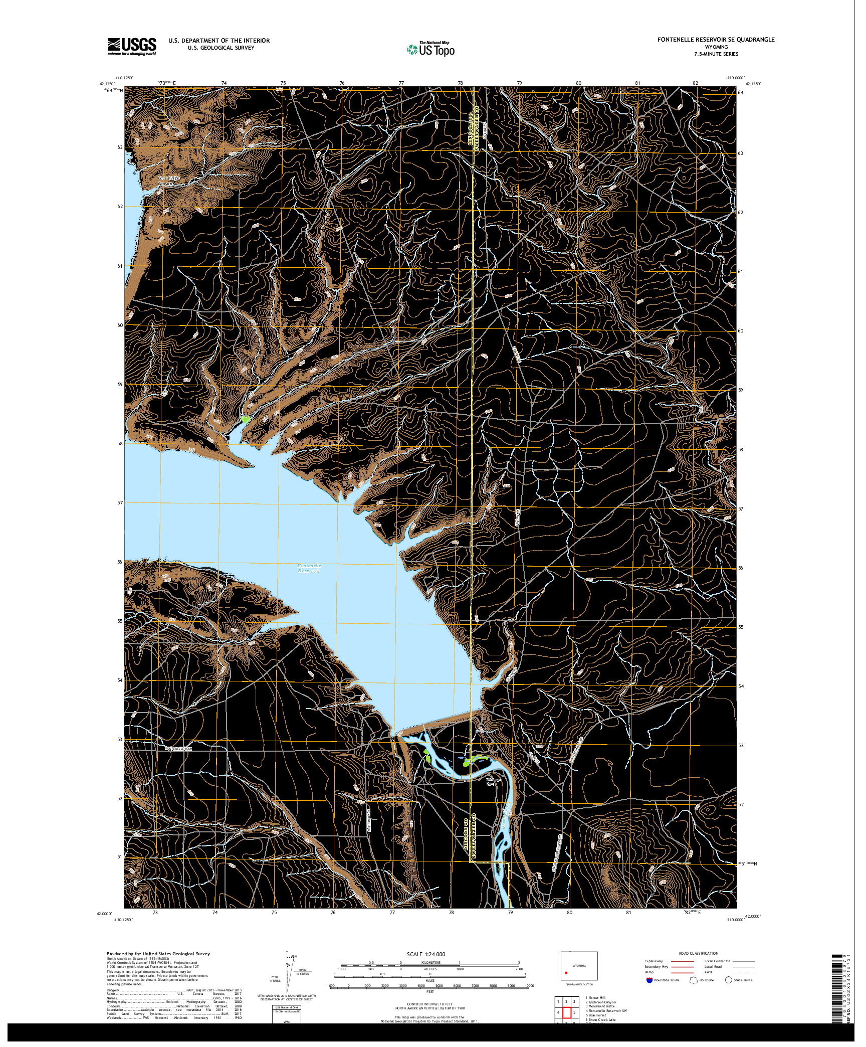 USGS US TOPO 7.5-MINUTE MAP FOR FONTENELLE RESERVOIR SE, WY 2018