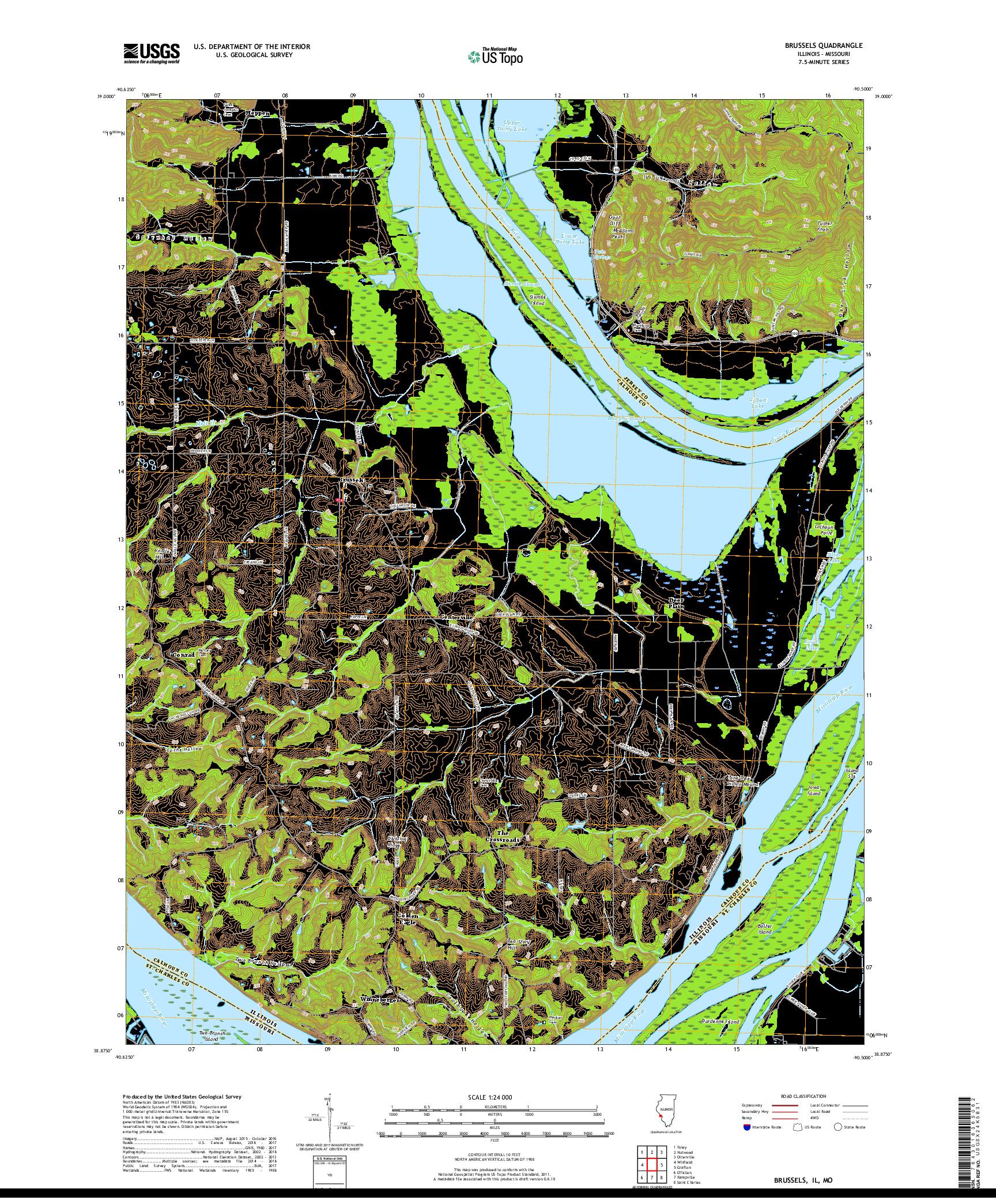 USGS US TOPO 7.5-MINUTE MAP FOR BRUSSELS, IL,MO 2018