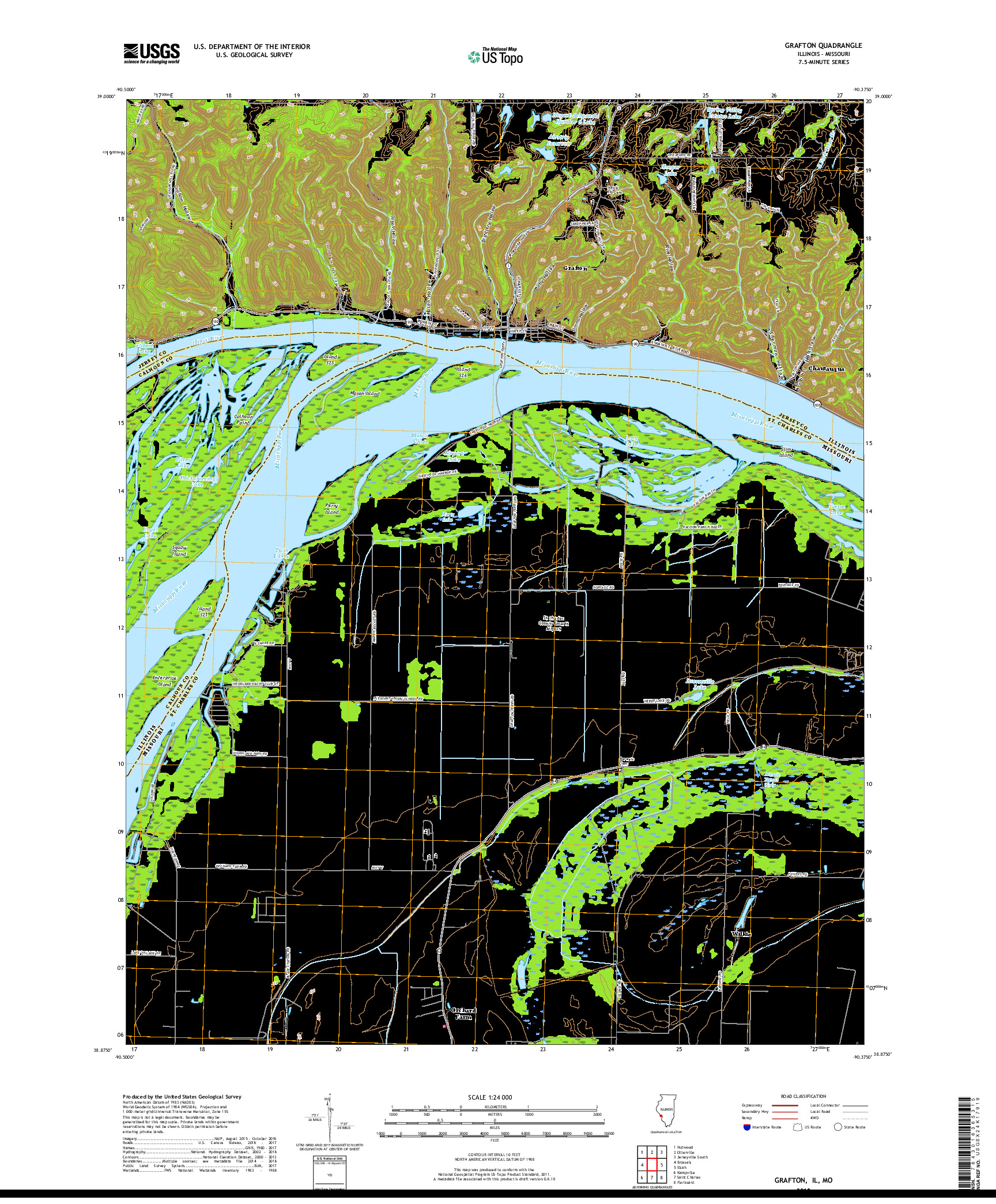 USGS US TOPO 7.5-MINUTE MAP FOR GRAFTON, IL,MO 2018