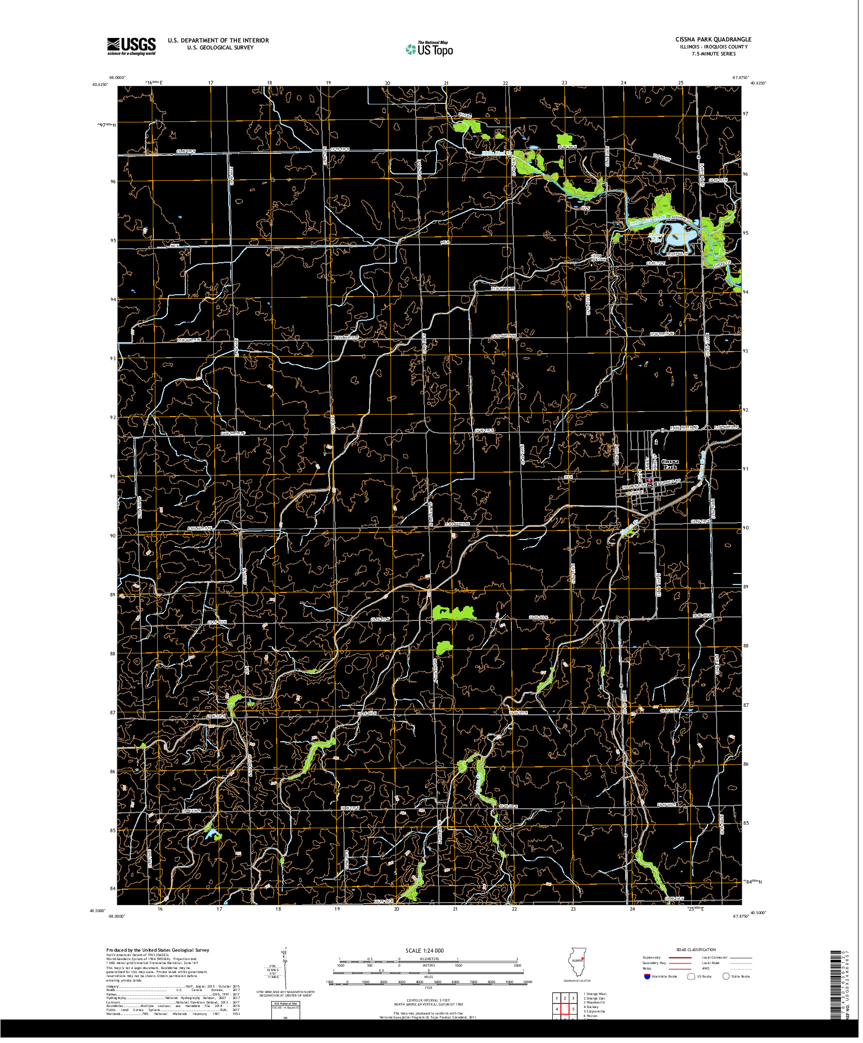USGS US TOPO 7.5-MINUTE MAP FOR CISSNA PARK, IL 2018