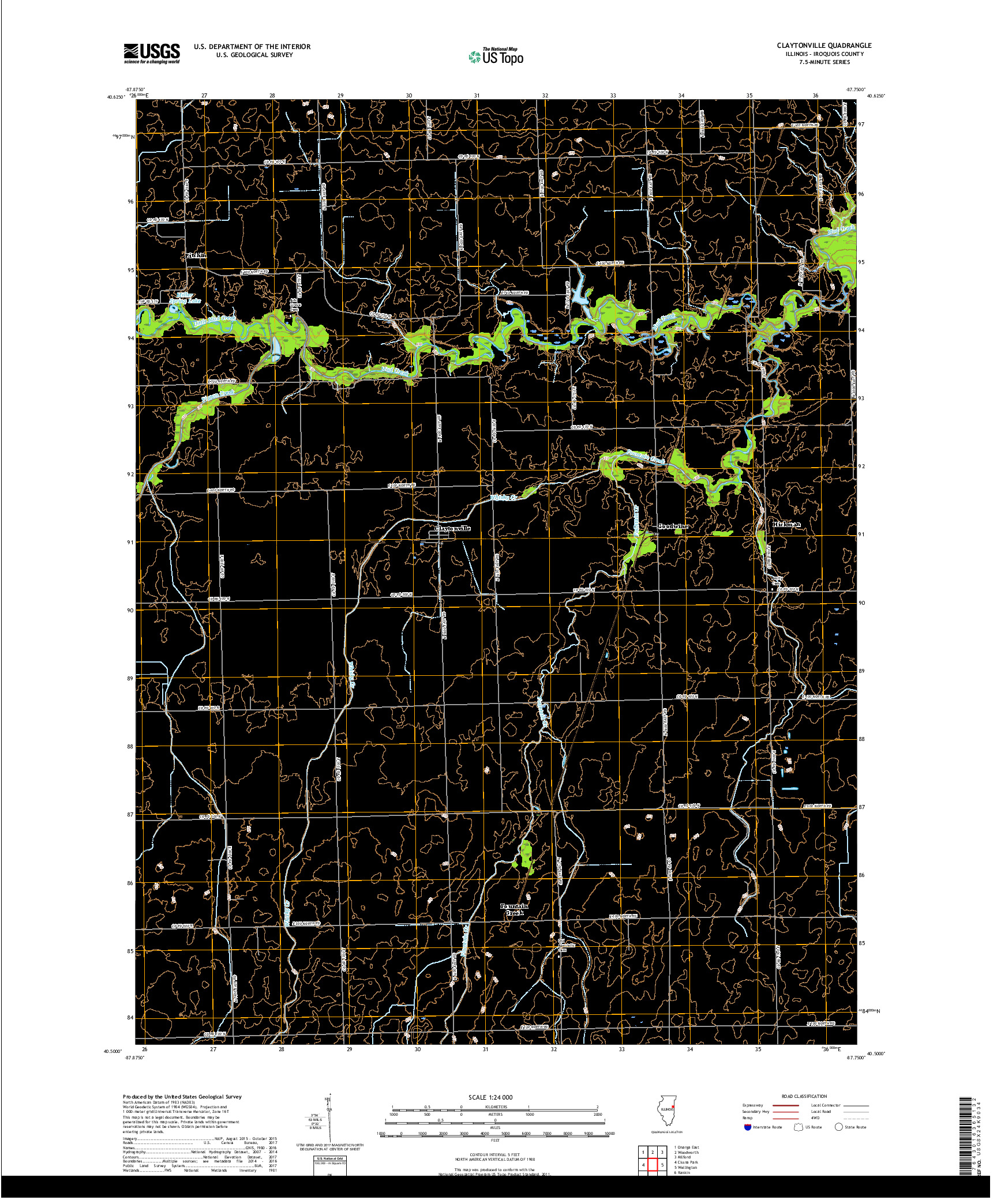 USGS US TOPO 7.5-MINUTE MAP FOR CLAYTONVILLE, IL 2018