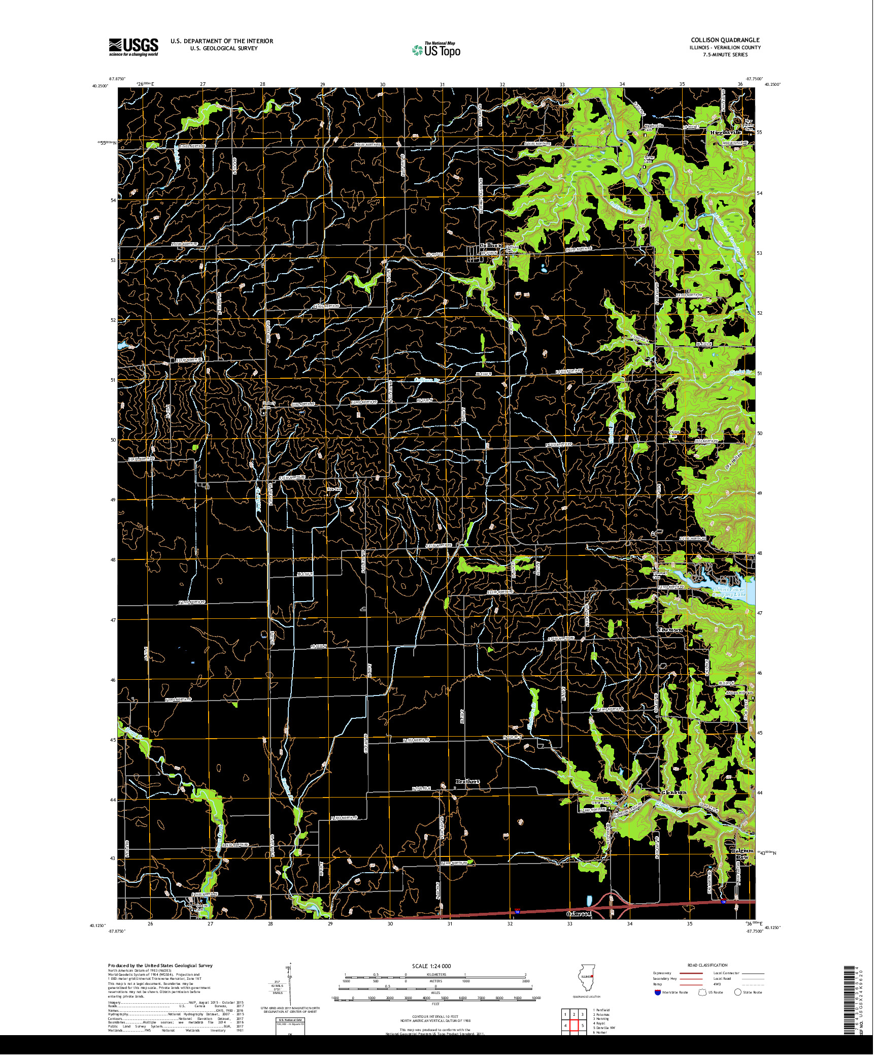USGS US TOPO 7.5-MINUTE MAP FOR COLLISON, IL 2018