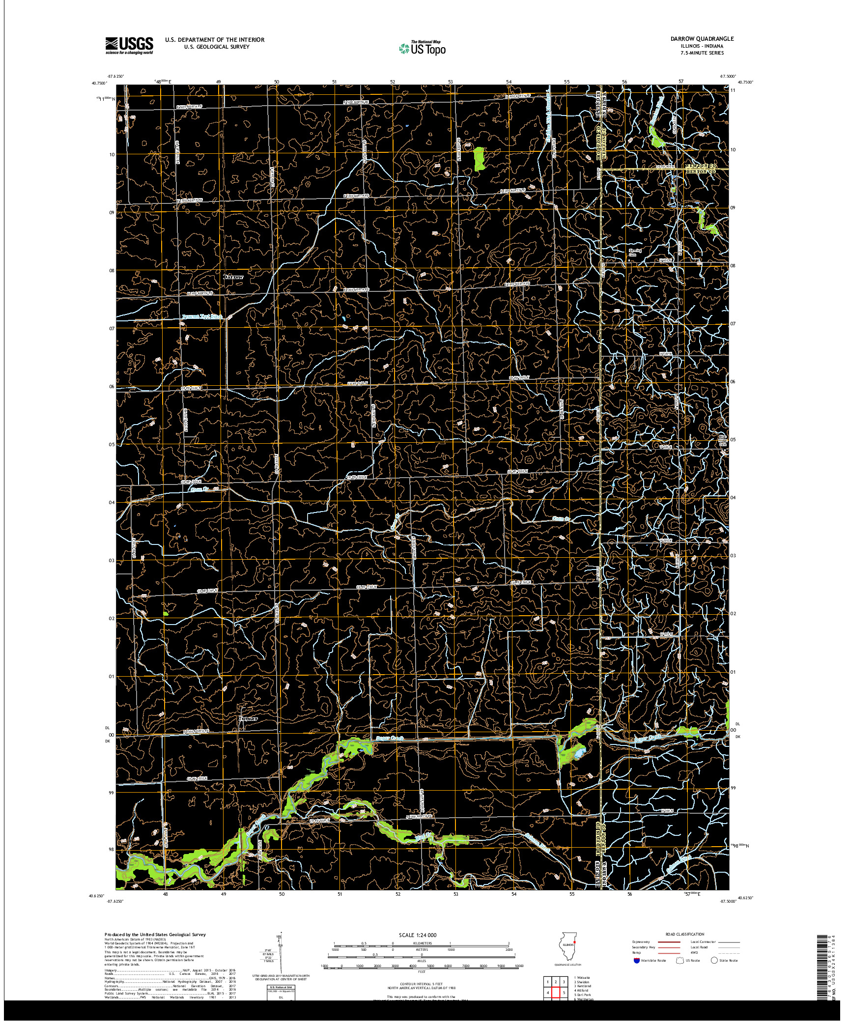 USGS US TOPO 7.5-MINUTE MAP FOR DARROW, IL,IN 2018