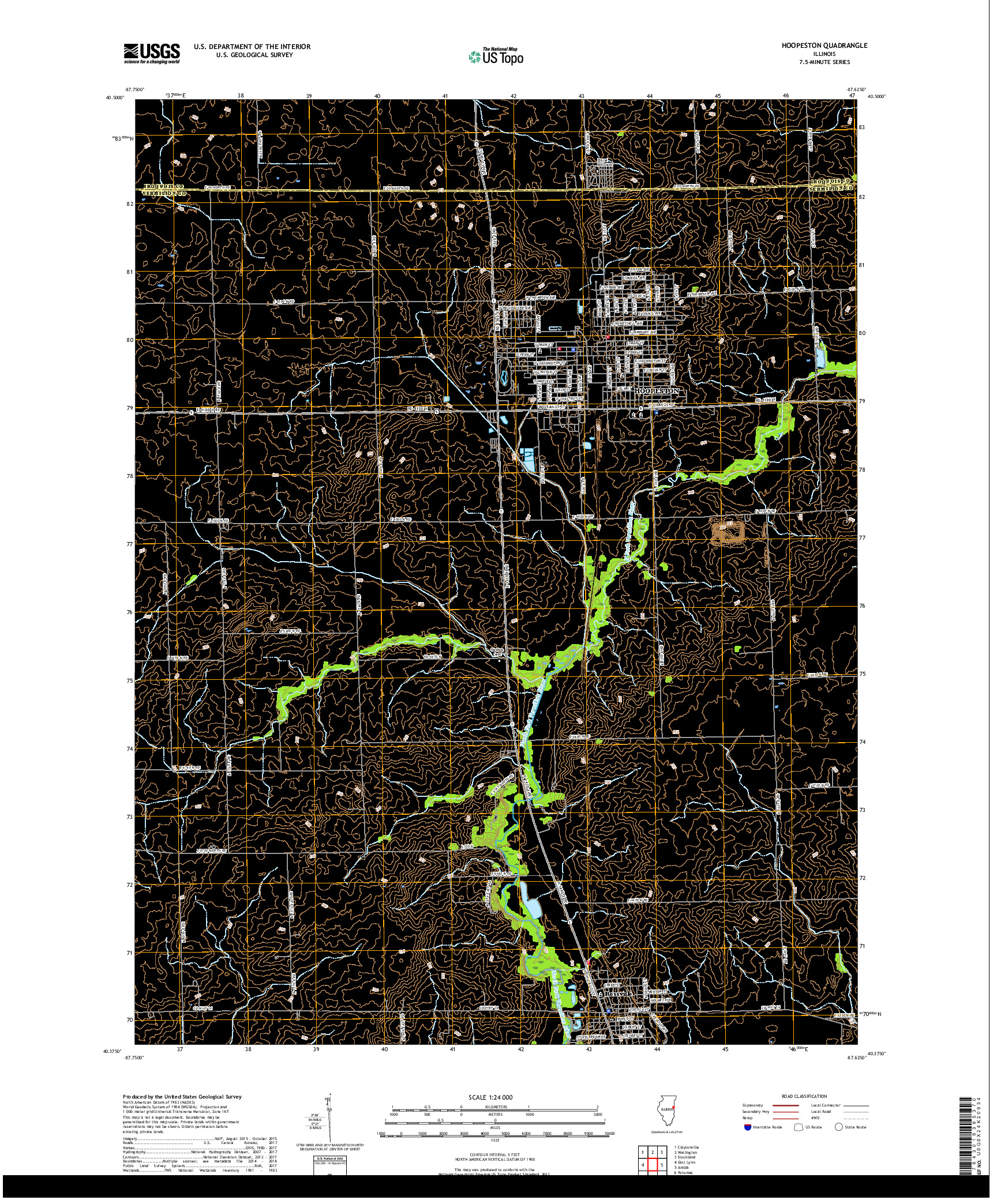 USGS US TOPO 7.5-MINUTE MAP FOR HOOPESTON, IL 2018