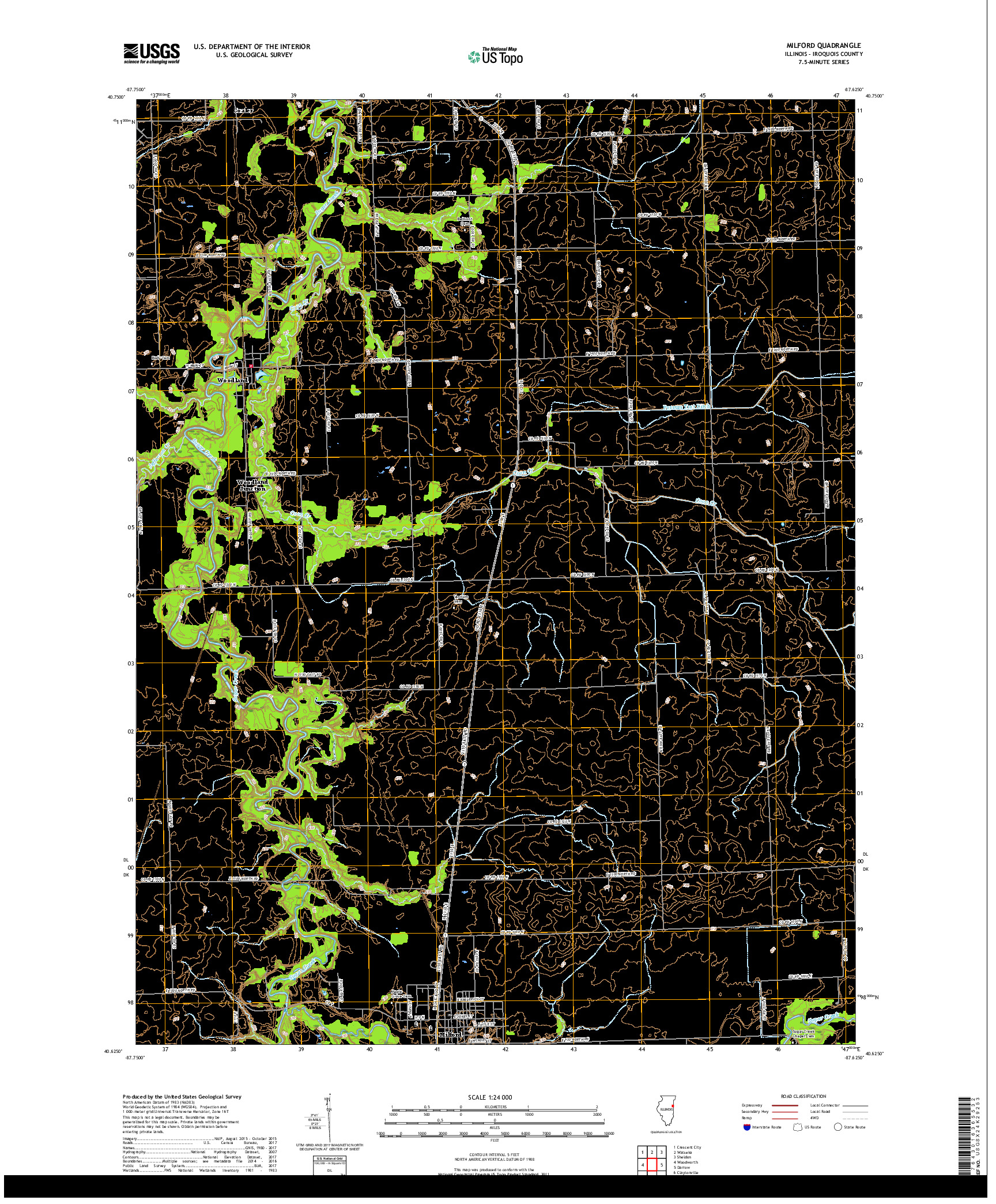 USGS US TOPO 7.5-MINUTE MAP FOR MILFORD, IL 2018