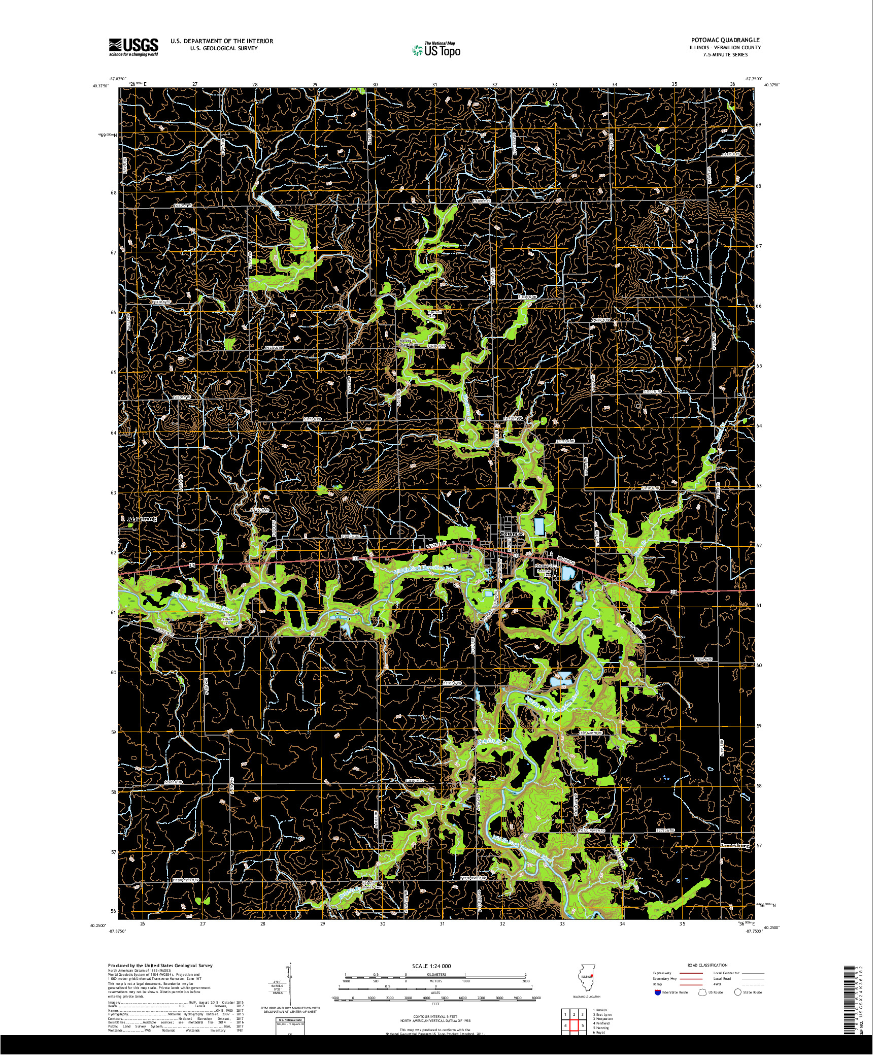 USGS US TOPO 7.5-MINUTE MAP FOR POTOMAC, IL 2018