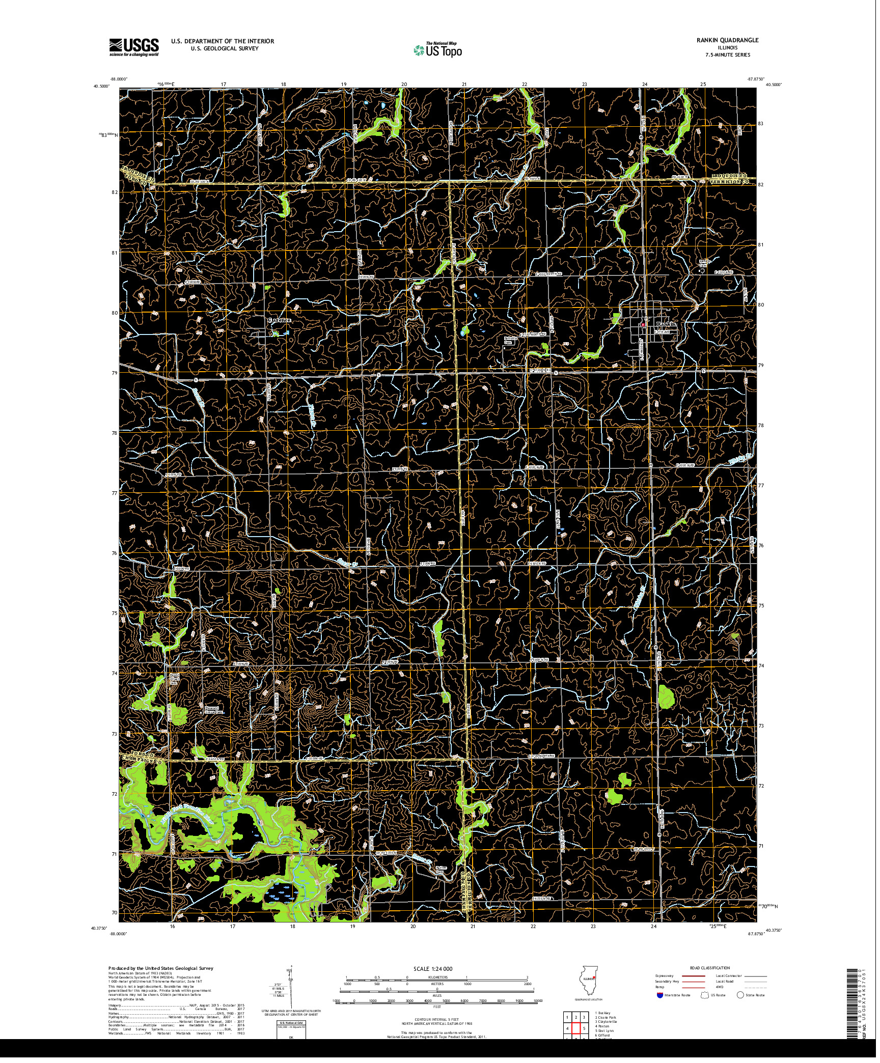 USGS US TOPO 7.5-MINUTE MAP FOR RANKIN, IL 2018