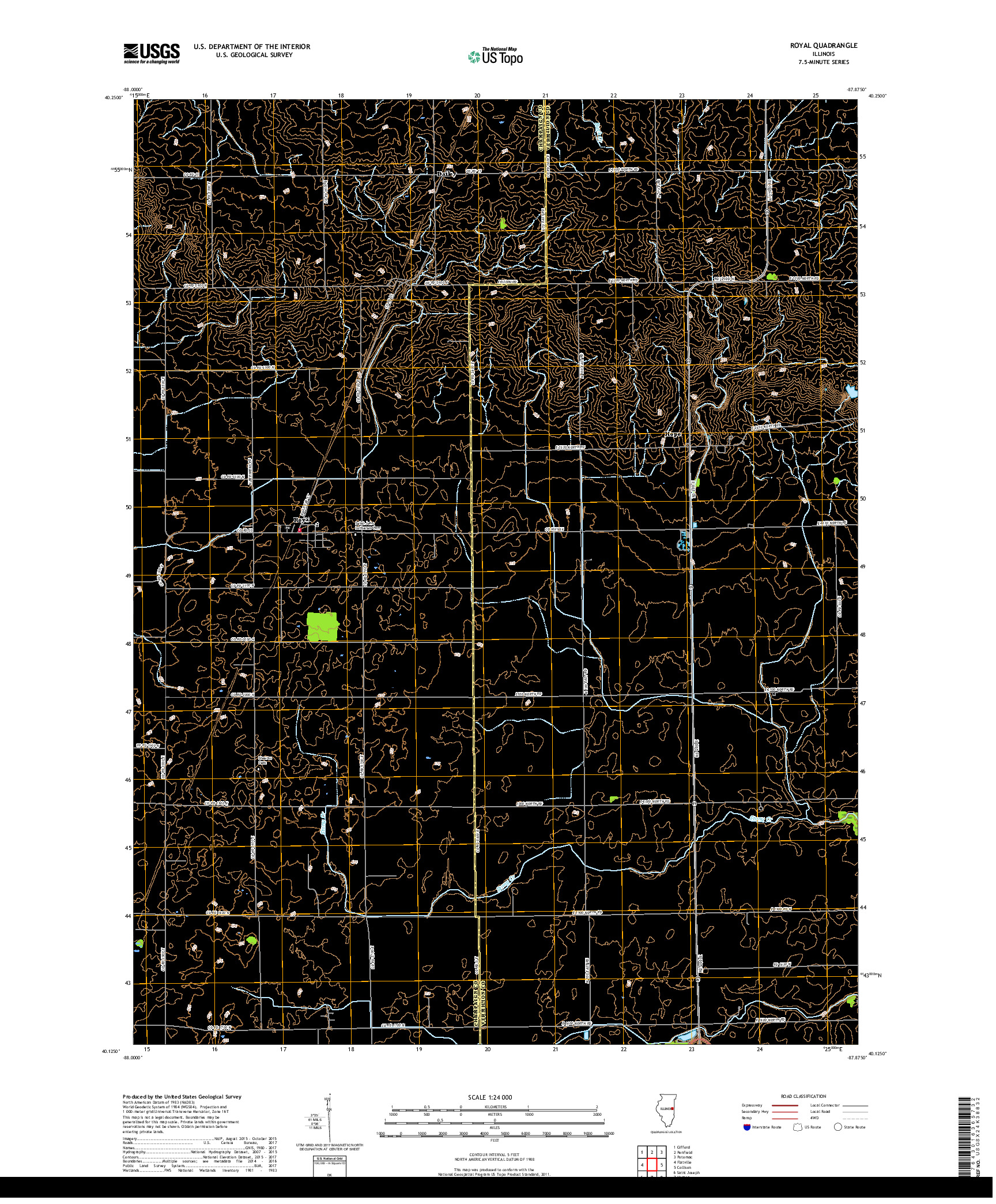 USGS US TOPO 7.5-MINUTE MAP FOR ROYAL, IL 2018
