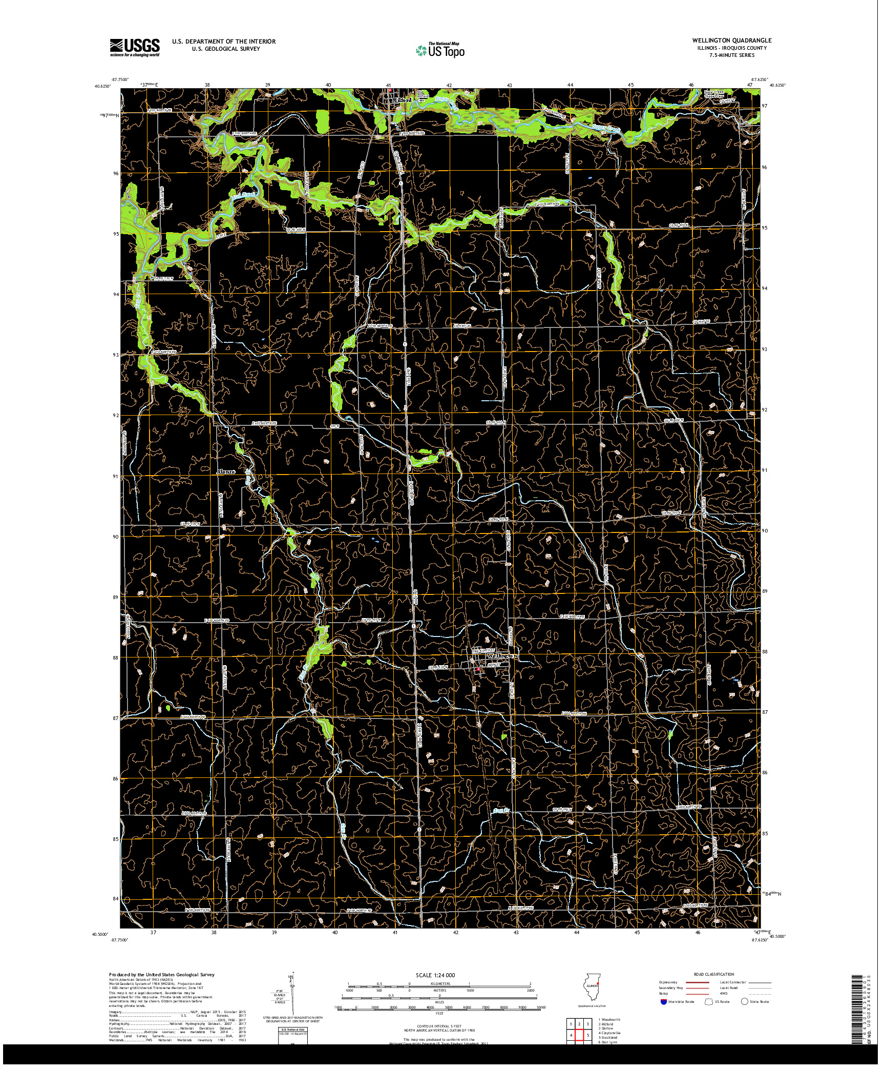 USGS US TOPO 7.5-MINUTE MAP FOR WELLINGTON, IL 2018
