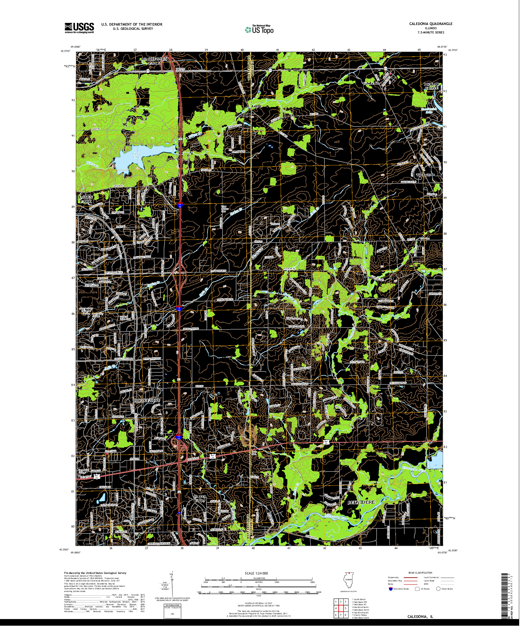 USGS US TOPO 7.5-MINUTE MAP FOR CALEDONIA, IL 2018