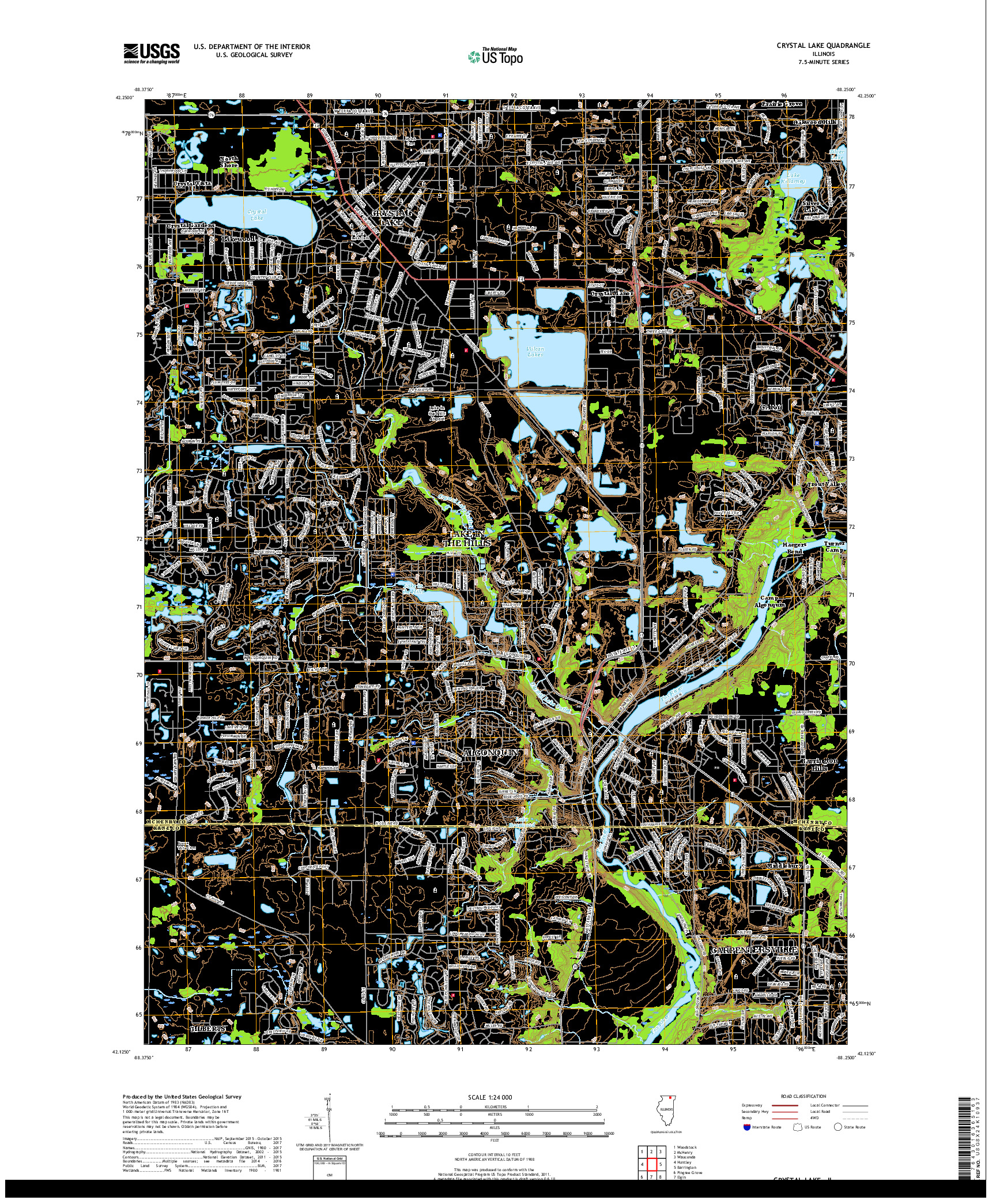 USGS US TOPO 7.5-MINUTE MAP FOR CRYSTAL LAKE, IL 2018