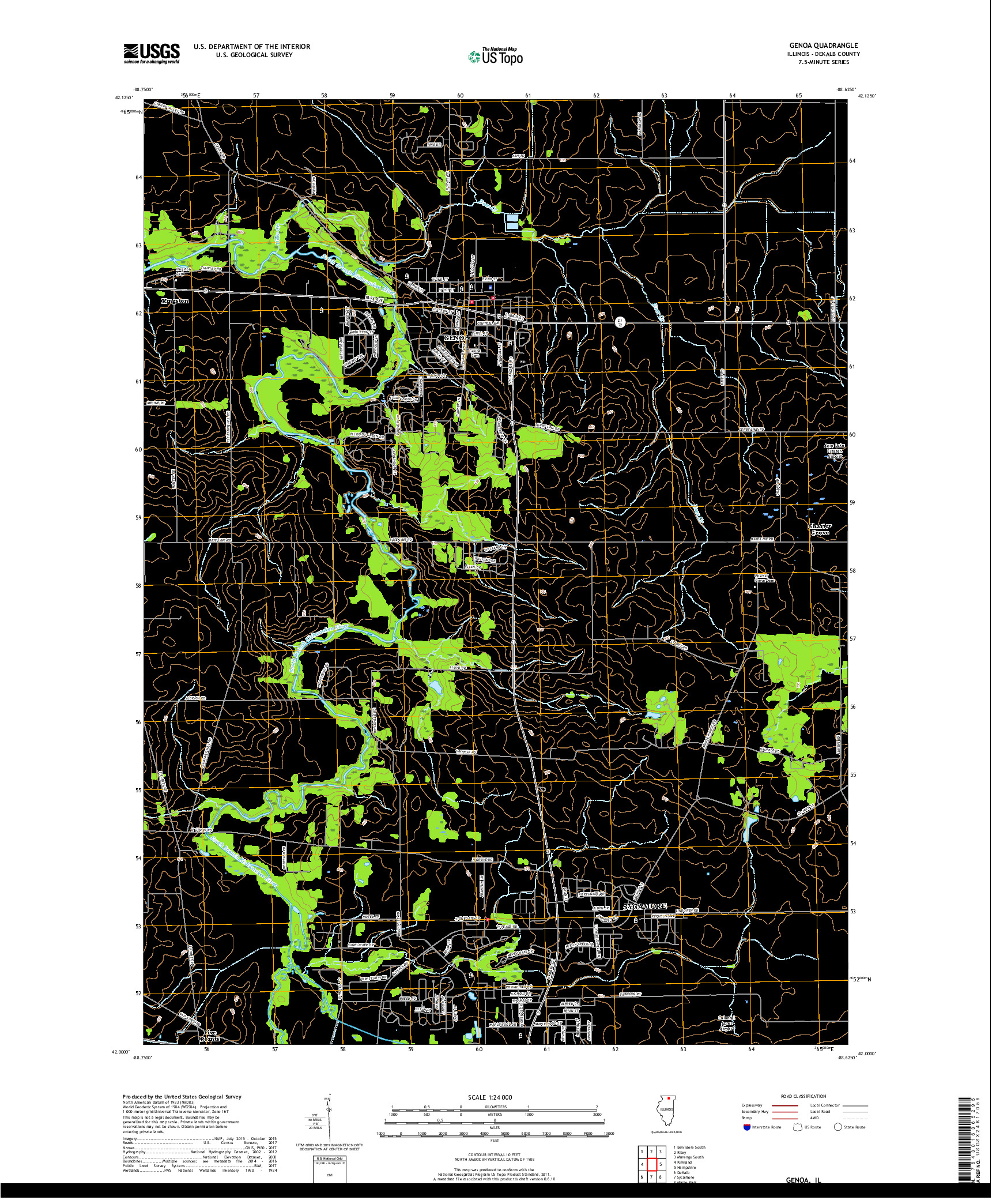USGS US TOPO 7.5-MINUTE MAP FOR GENOA, IL 2018