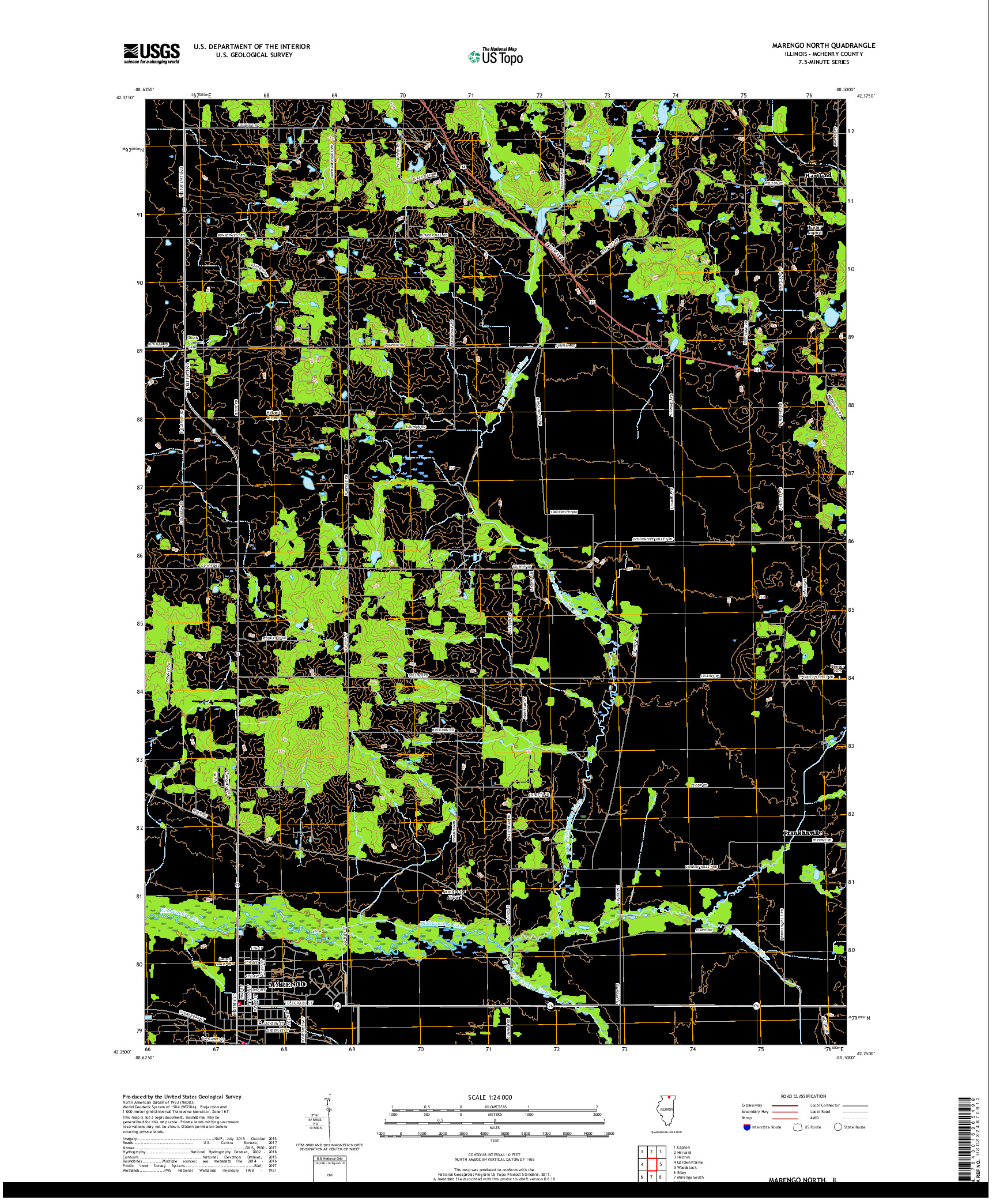 USGS US TOPO 7.5-MINUTE MAP FOR MARENGO NORTH, IL 2018