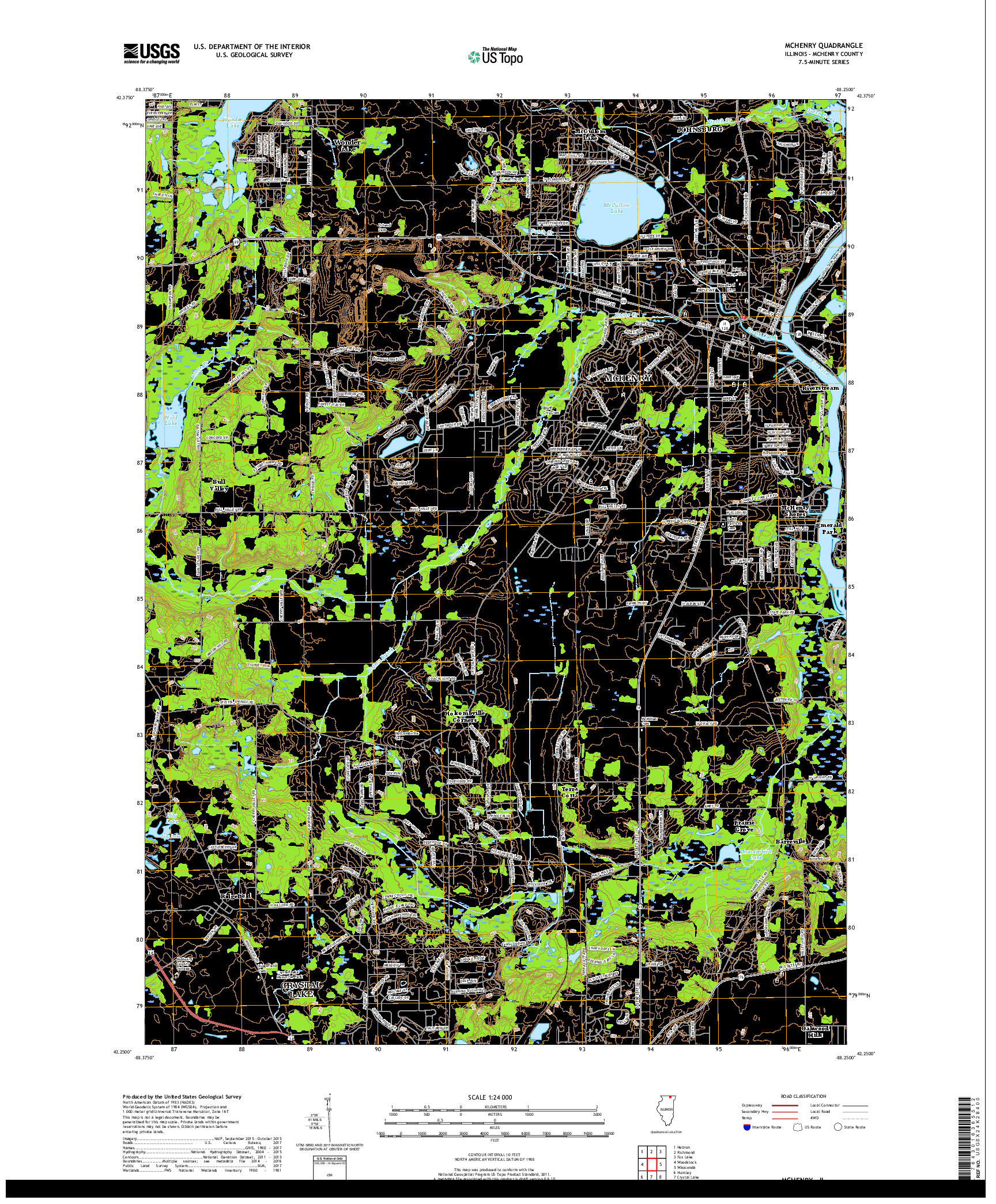 USGS US TOPO 7.5-MINUTE MAP FOR MCHENRY, IL 2018