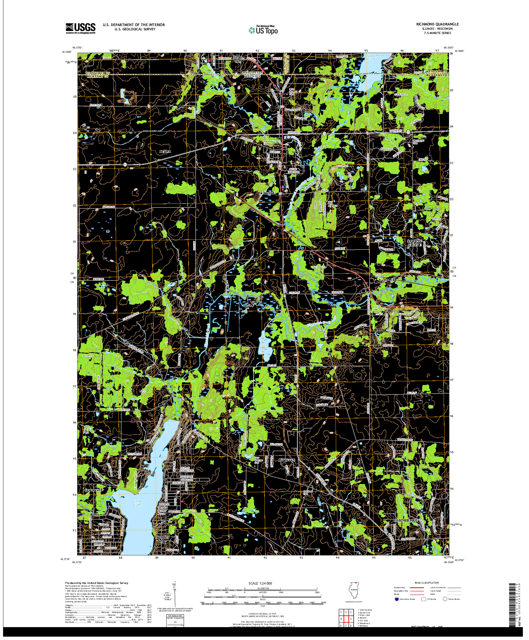 USGS US TOPO 7.5-MINUTE MAP FOR RICHMOND, IL,WI 2018