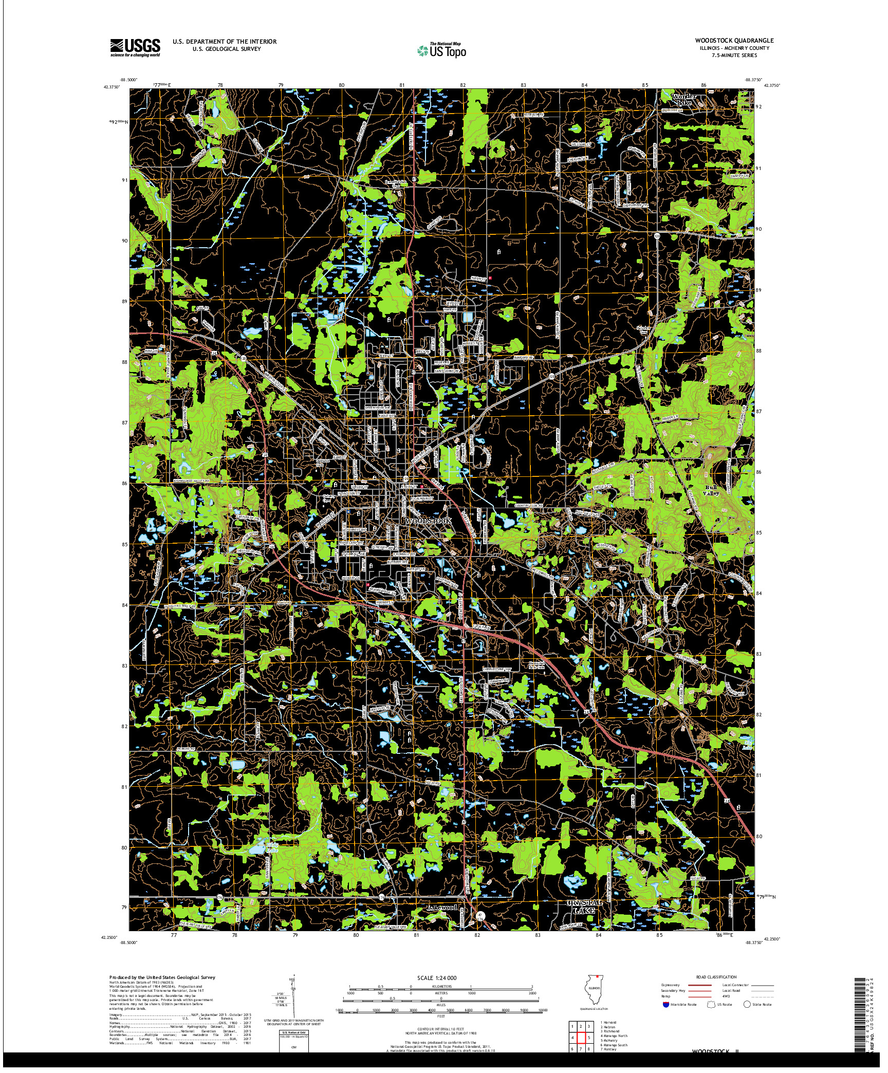 USGS US TOPO 7.5-MINUTE MAP FOR WOODSTOCK, IL 2018