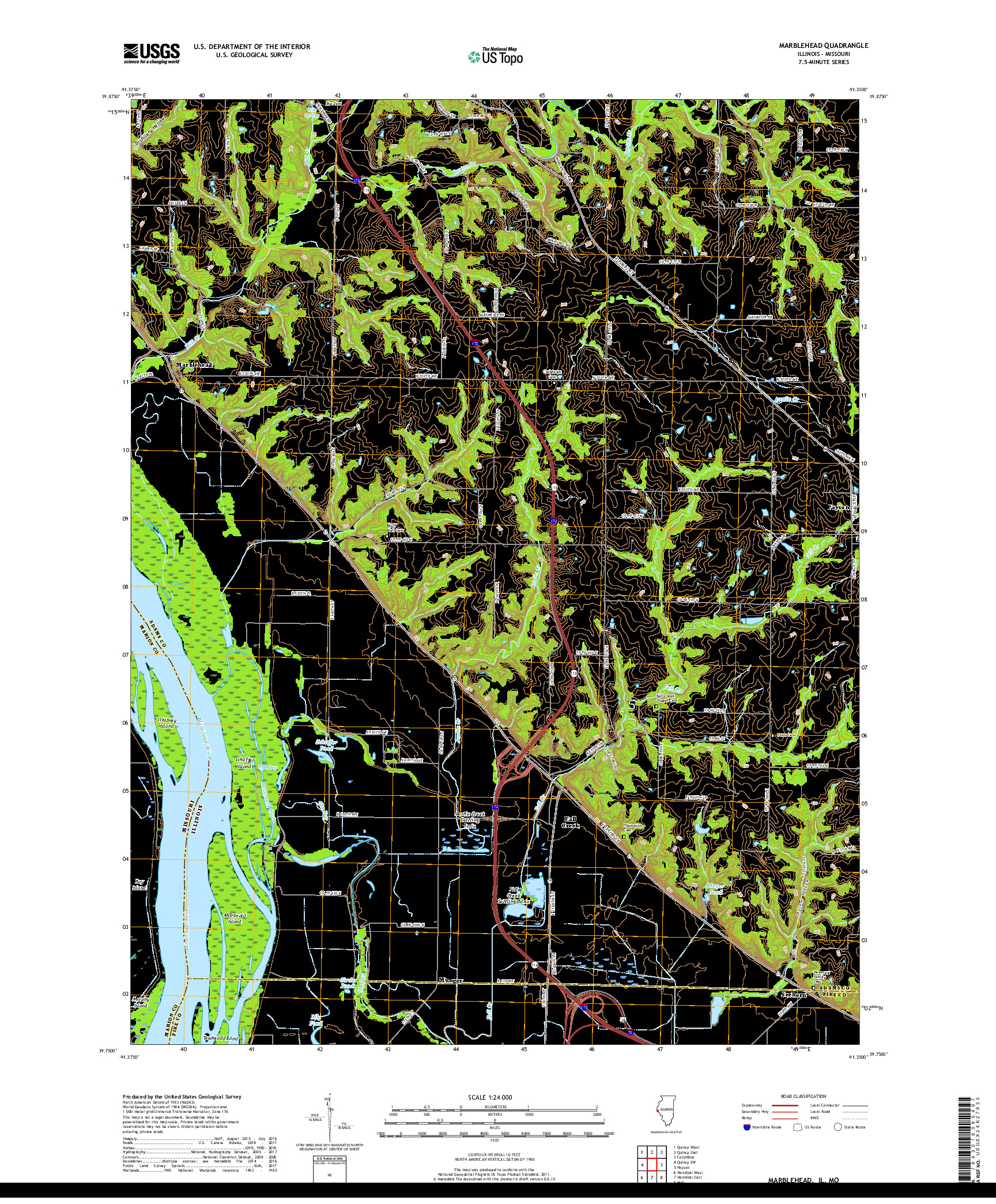 USGS US TOPO 7.5-MINUTE MAP FOR MARBLEHEAD, IL,MO 2018