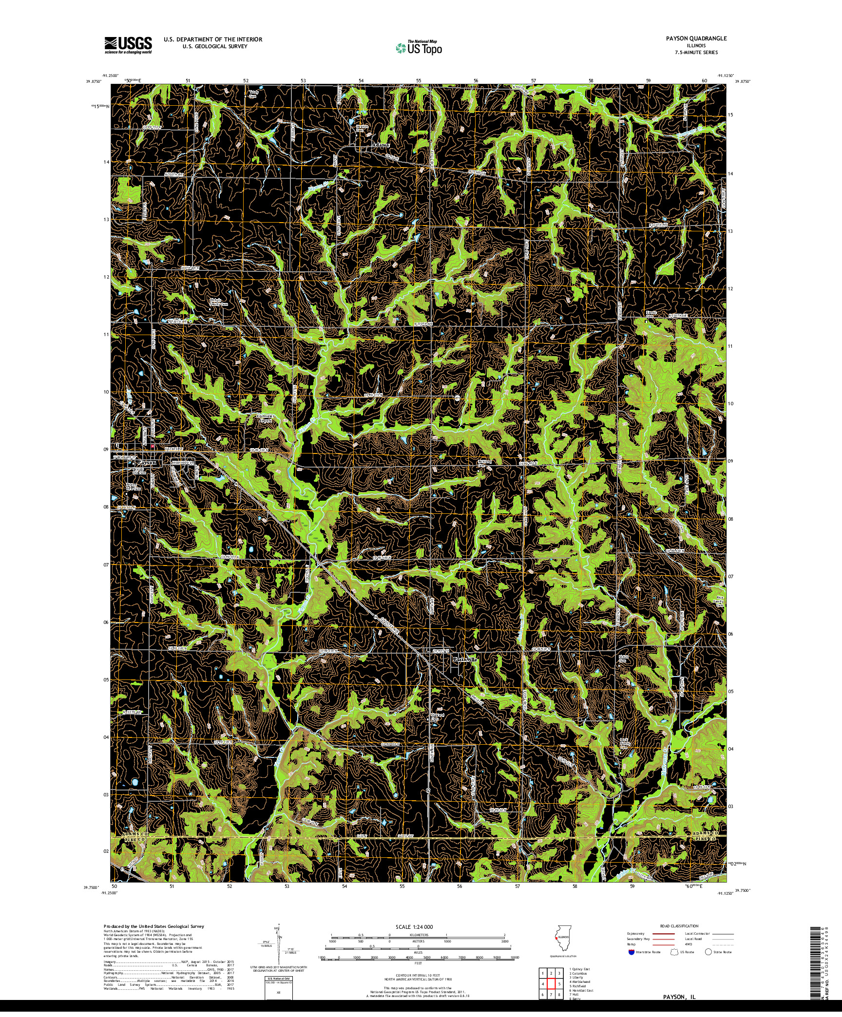 USGS US TOPO 7.5-MINUTE MAP FOR PAYSON, IL 2018