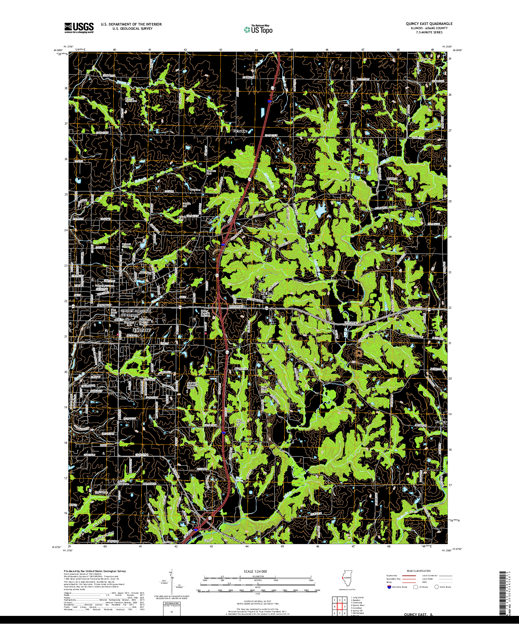 USGS US TOPO 7.5-MINUTE MAP FOR QUINCY EAST, IL 2018