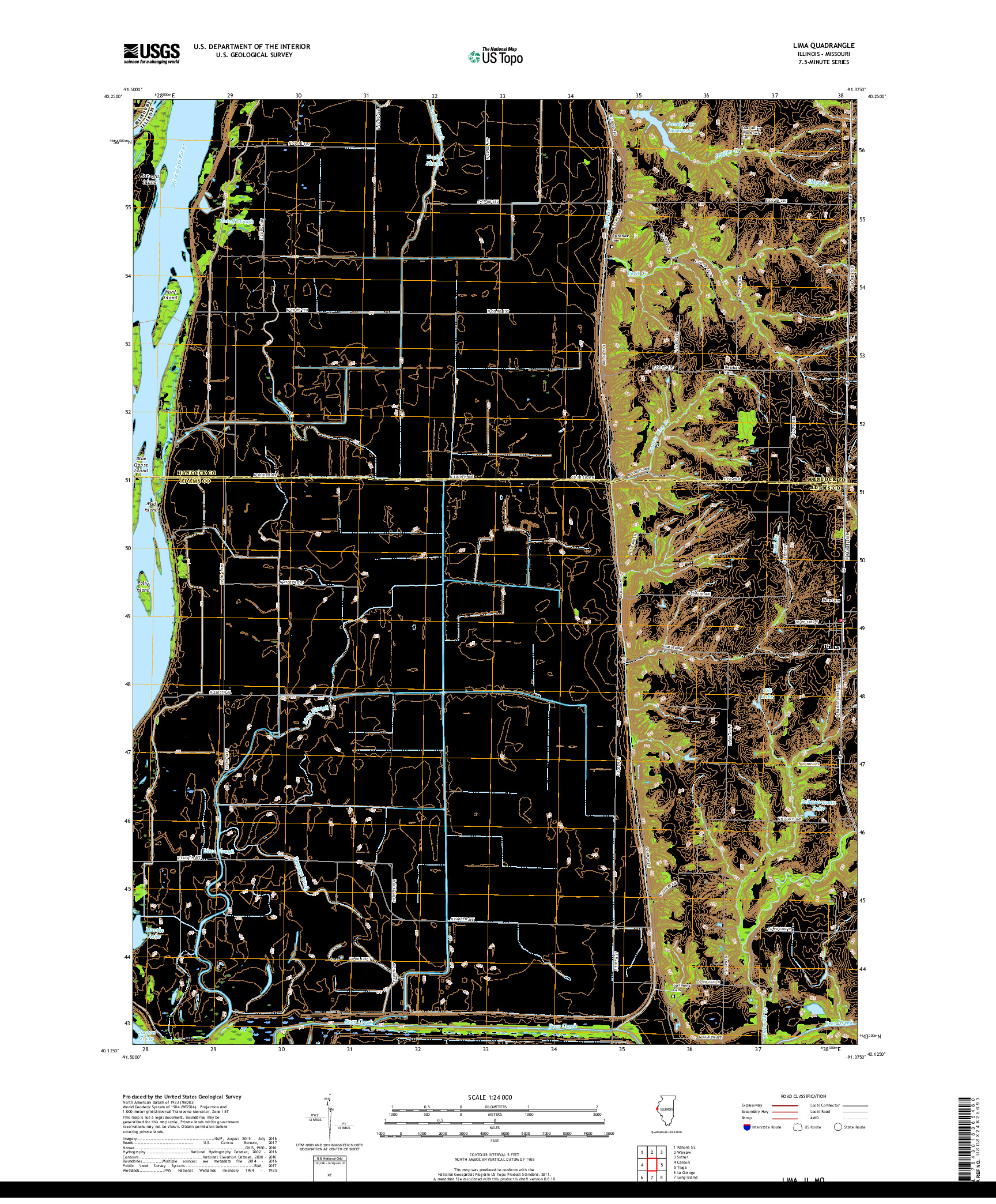 USGS US TOPO 7.5-MINUTE MAP FOR LIMA, IL,MO 2018