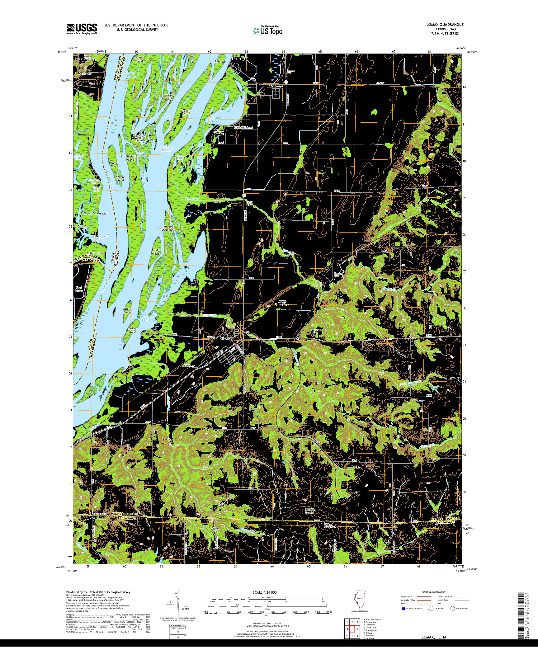 USGS US TOPO 7.5-MINUTE MAP FOR LOMAX, IL,IA 2018