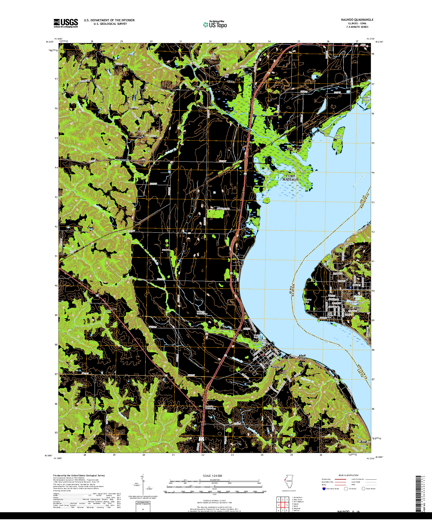 USGS US TOPO 7.5-MINUTE MAP FOR NAUVOO, IL,IA 2018