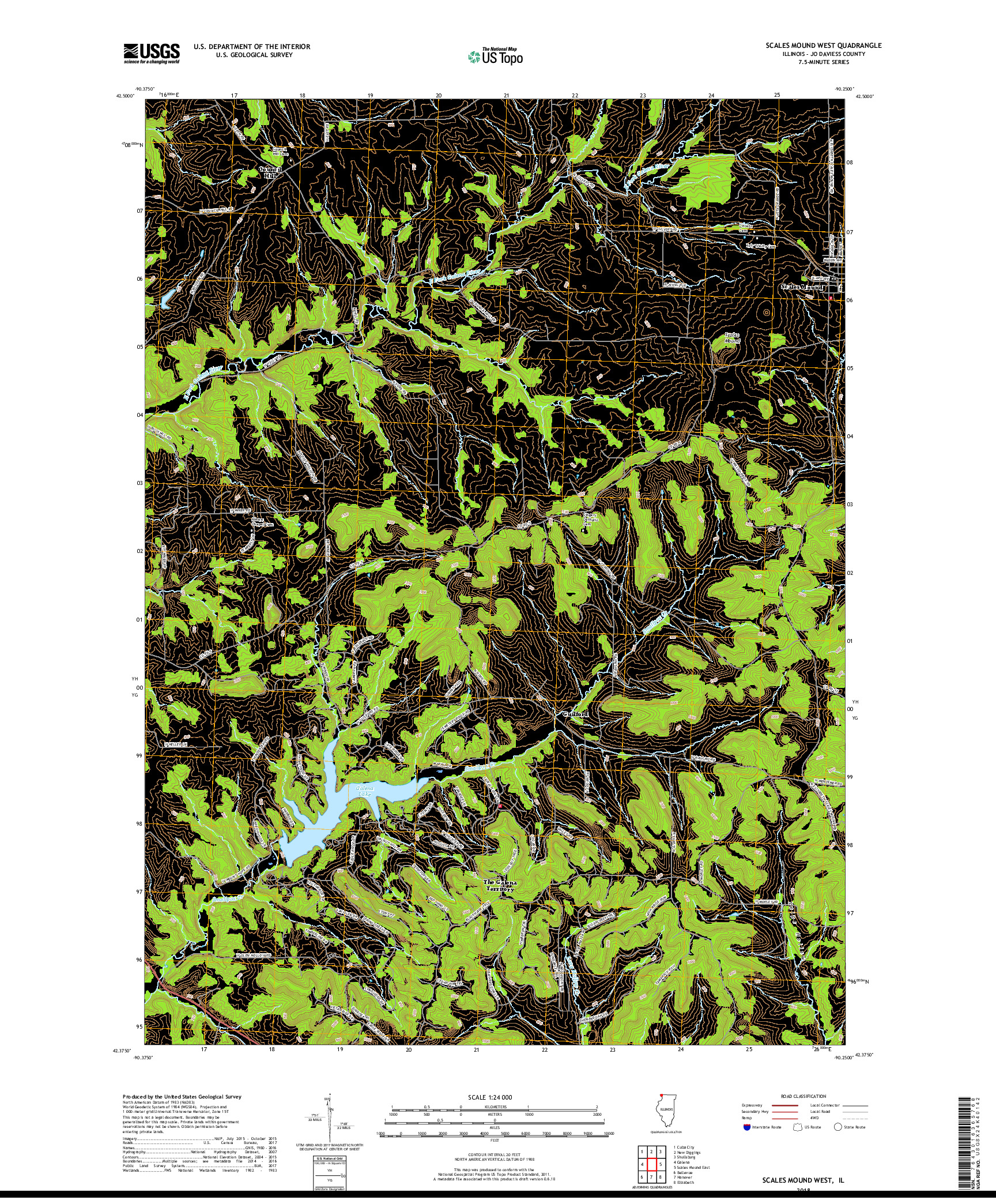 USGS US TOPO 7.5-MINUTE MAP FOR SCALES MOUND WEST, IL 2018