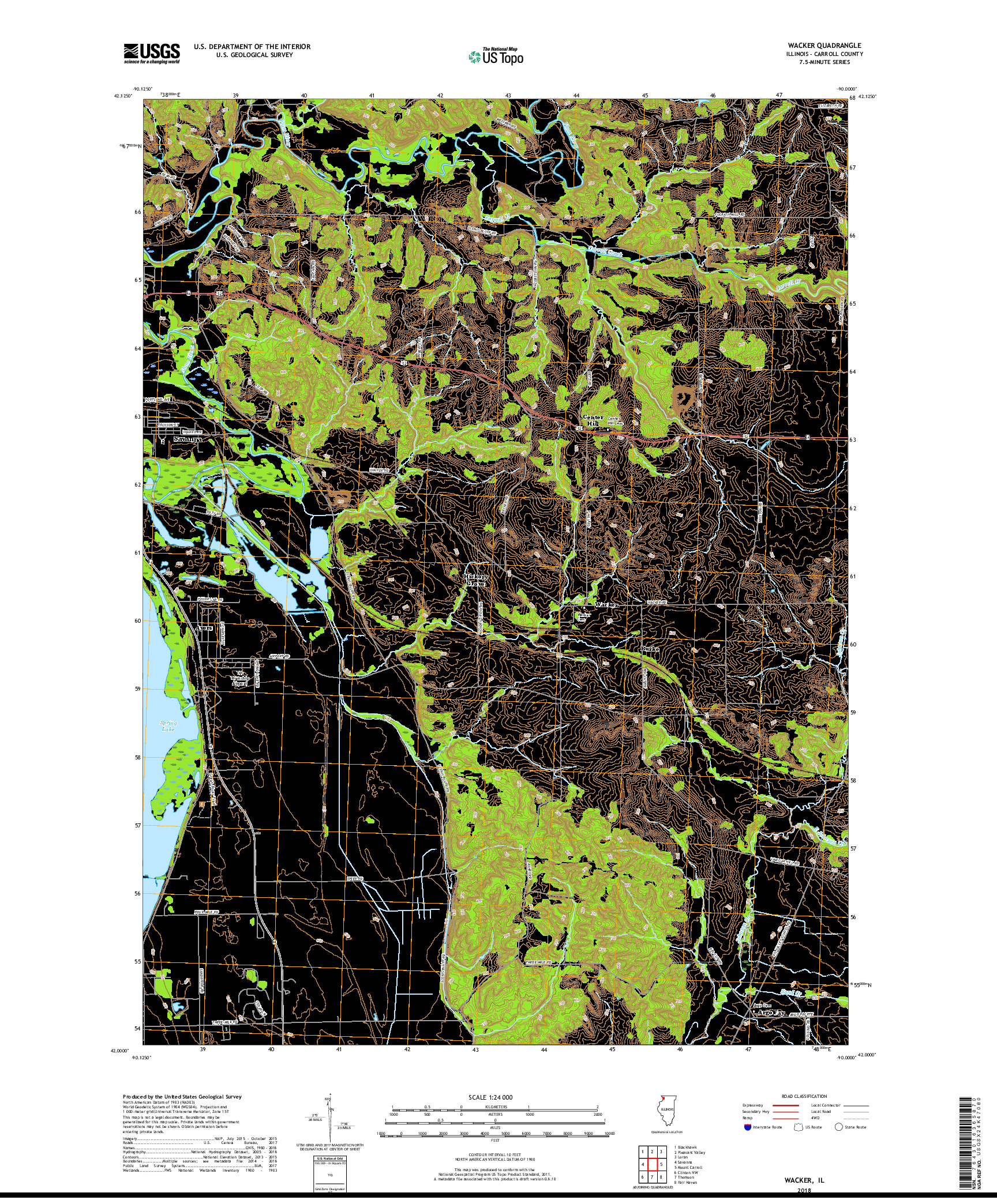 USGS US TOPO 7.5-MINUTE MAP FOR WACKER, IL 2018