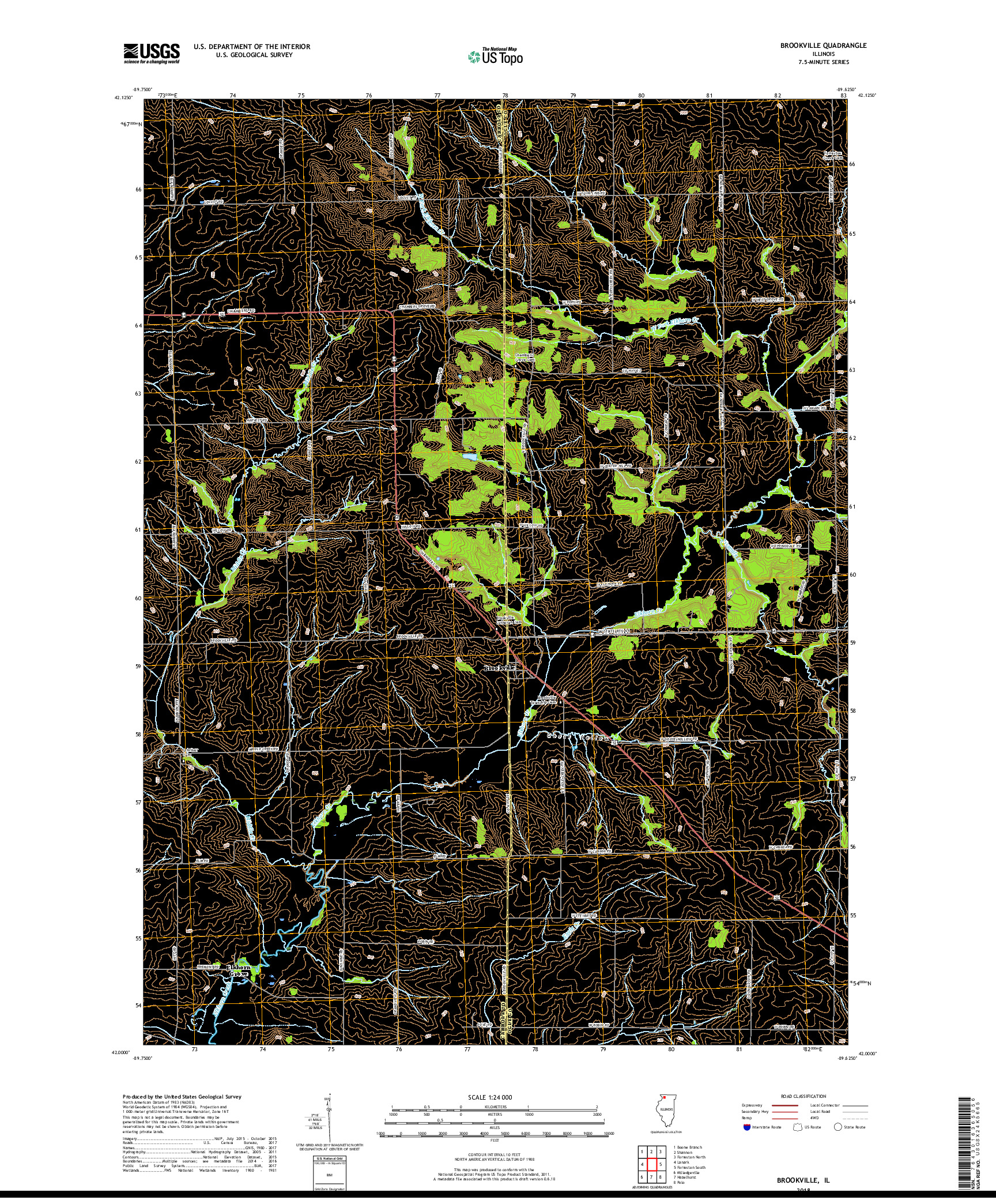 USGS US TOPO 7.5-MINUTE MAP FOR BROOKVILLE, IL 2018