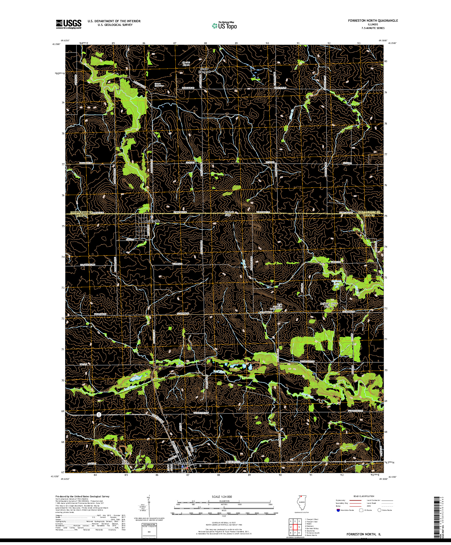 USGS US TOPO 7.5-MINUTE MAP FOR FORRESTON NORTH, IL 2018