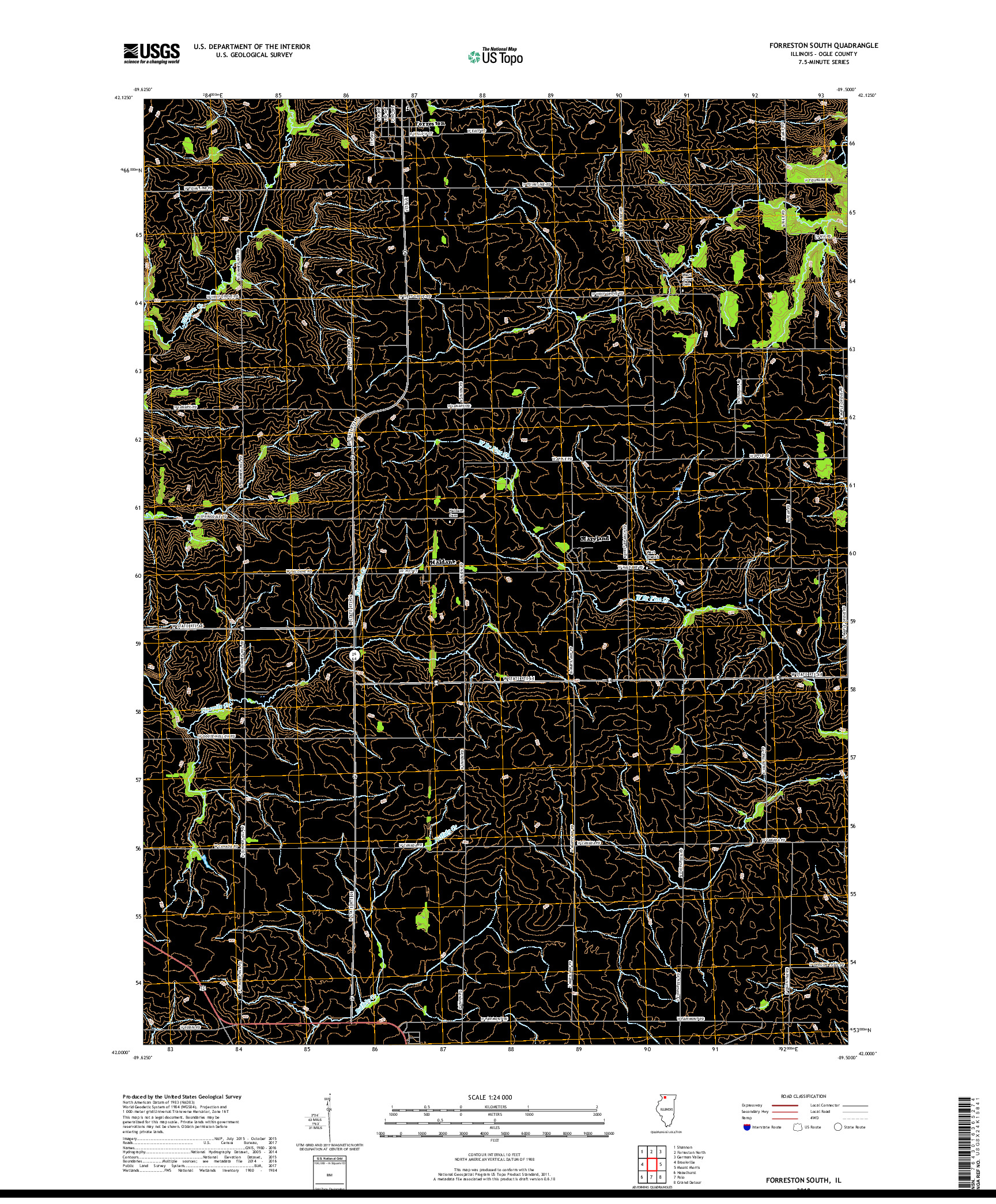 USGS US TOPO 7.5-MINUTE MAP FOR FORRESTON SOUTH, IL 2018