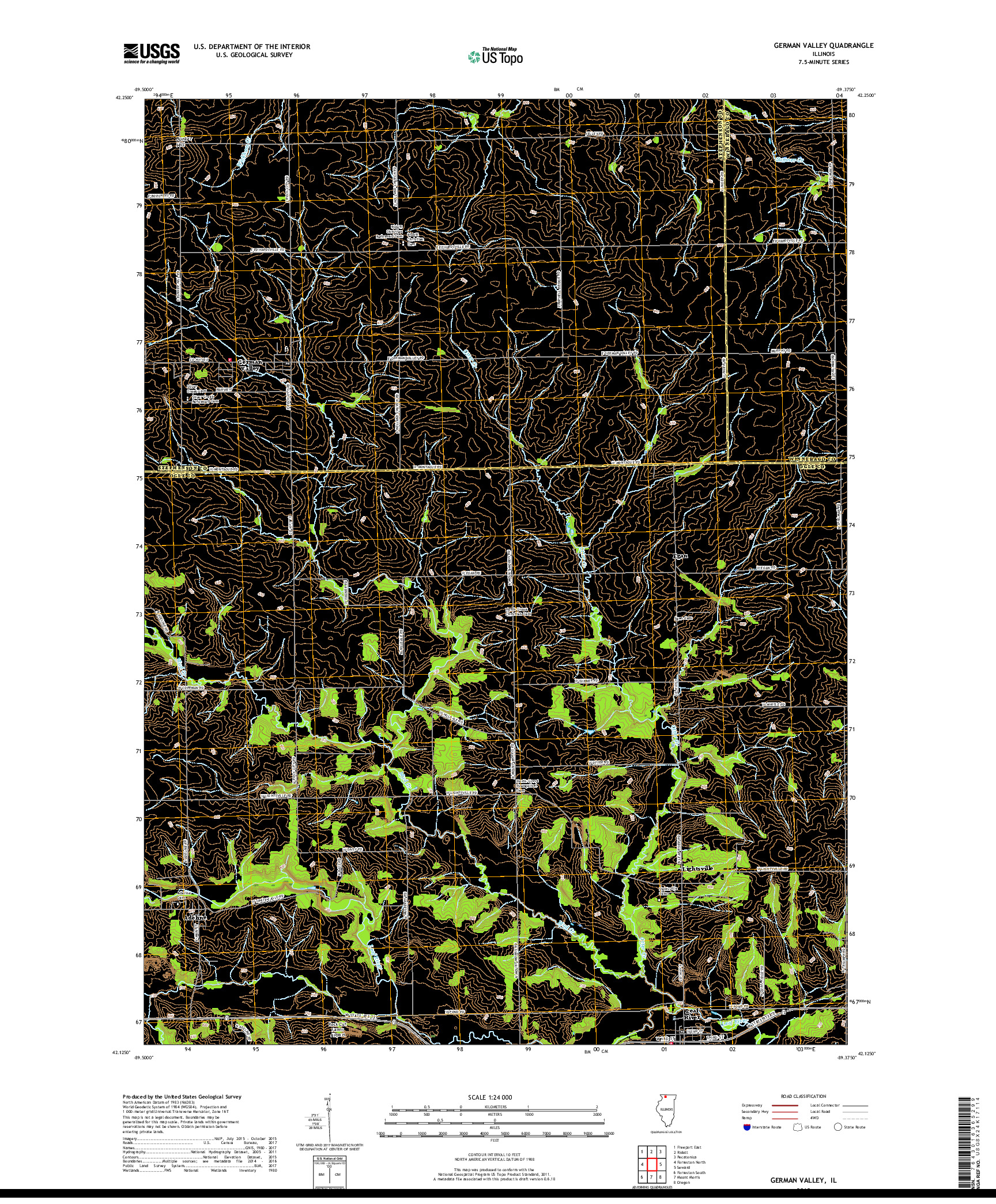 USGS US TOPO 7.5-MINUTE MAP FOR GERMAN VALLEY, IL 2018