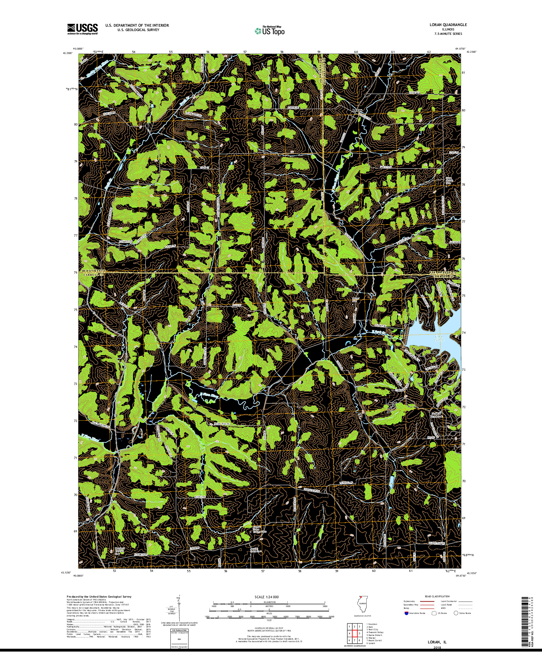 USGS US TOPO 7.5-MINUTE MAP FOR LORAN, IL 2018