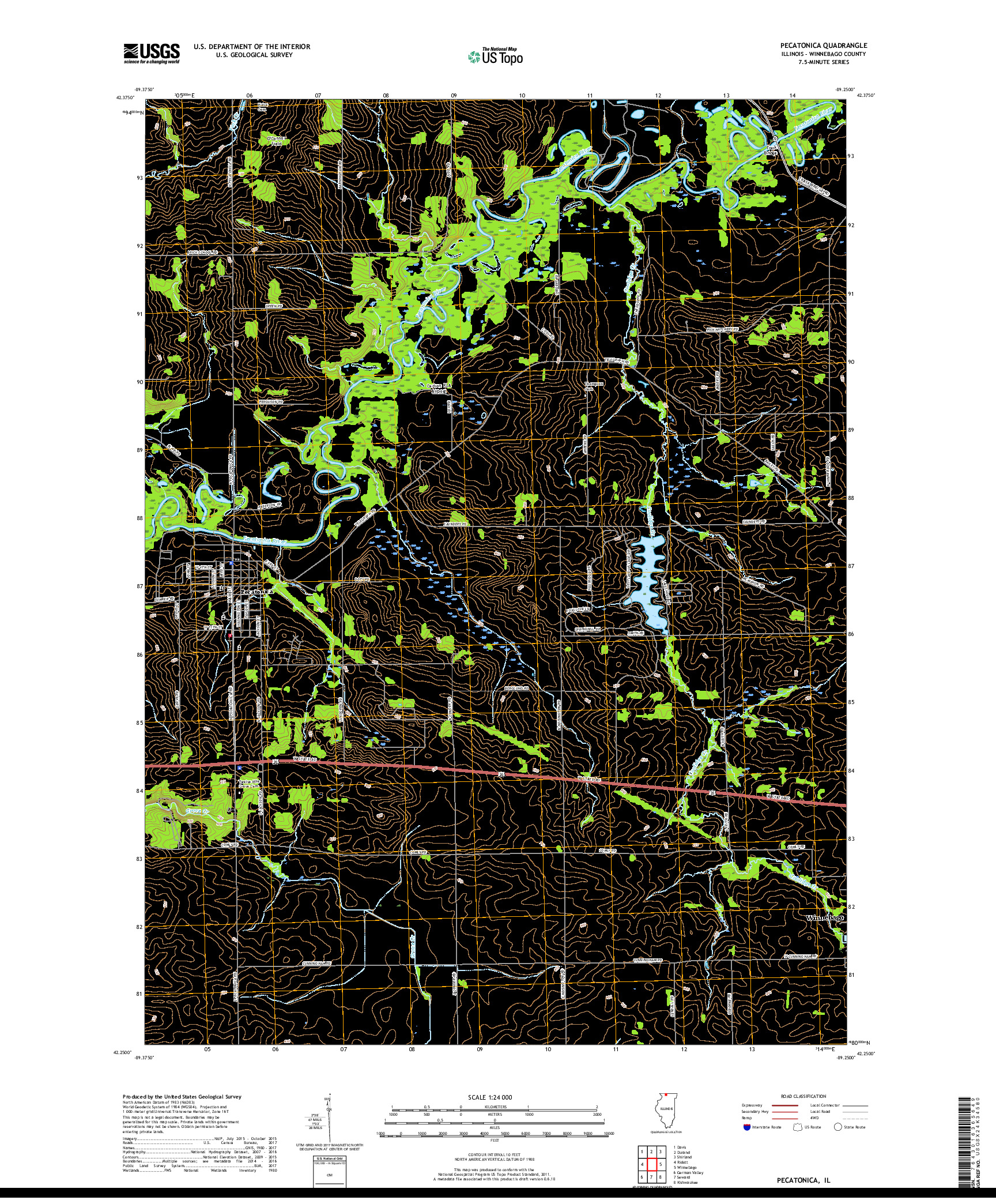 USGS US TOPO 7.5-MINUTE MAP FOR PECATONICA, IL 2018