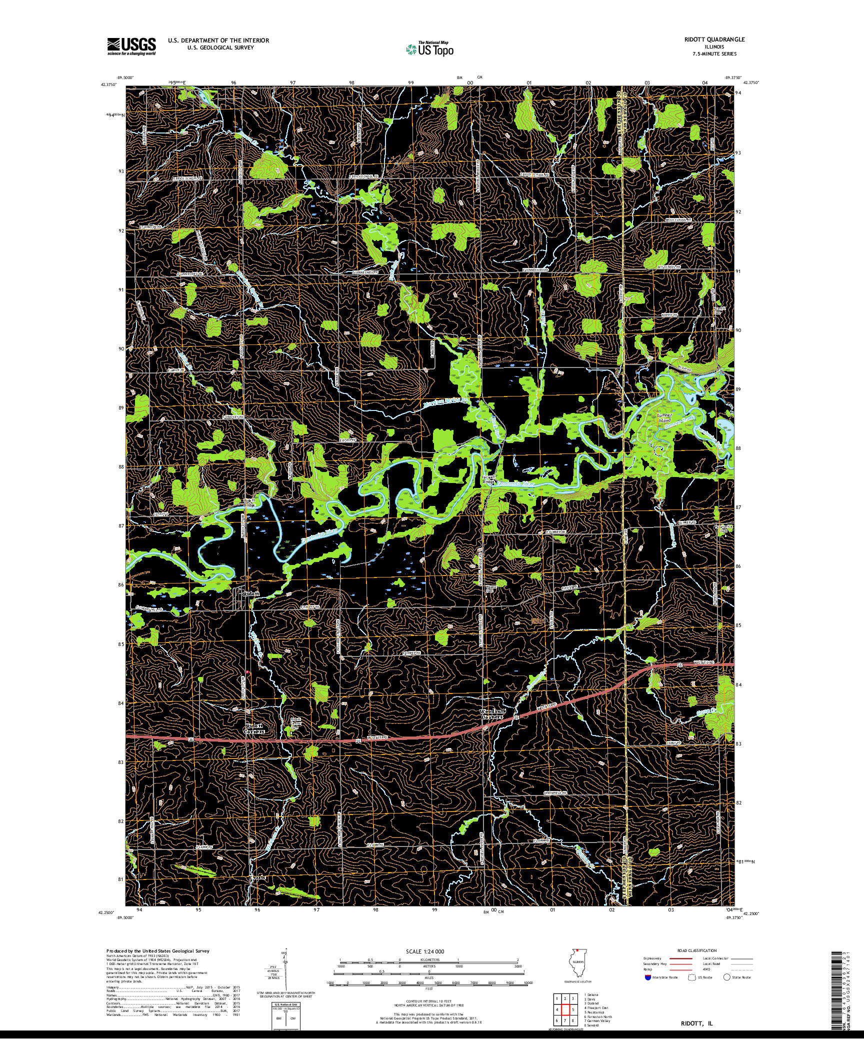USGS US TOPO 7.5-MINUTE MAP FOR RIDOTT, IL 2018
