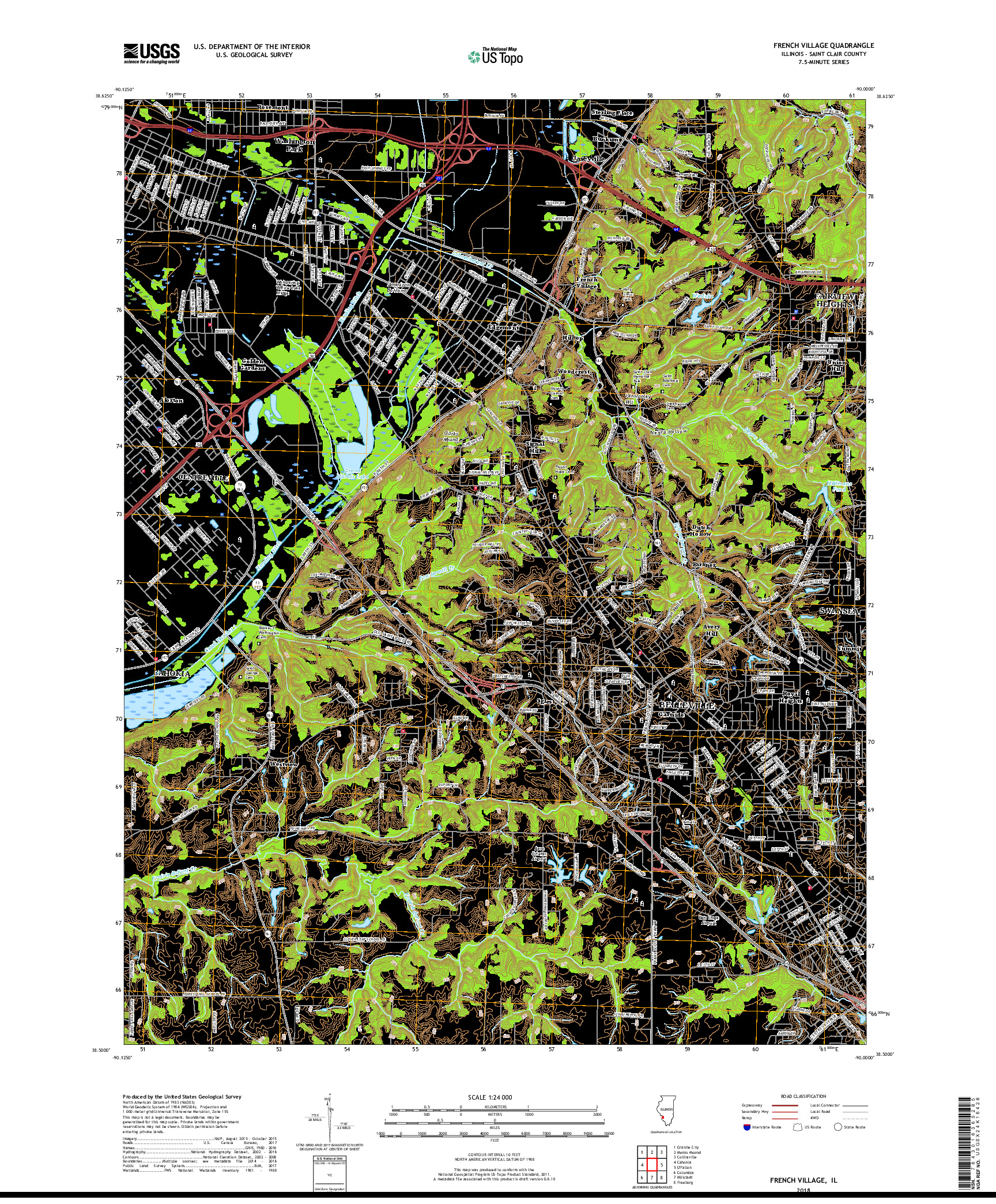 USGS US TOPO 7.5-MINUTE MAP FOR FRENCH VILLAGE, IL 2018