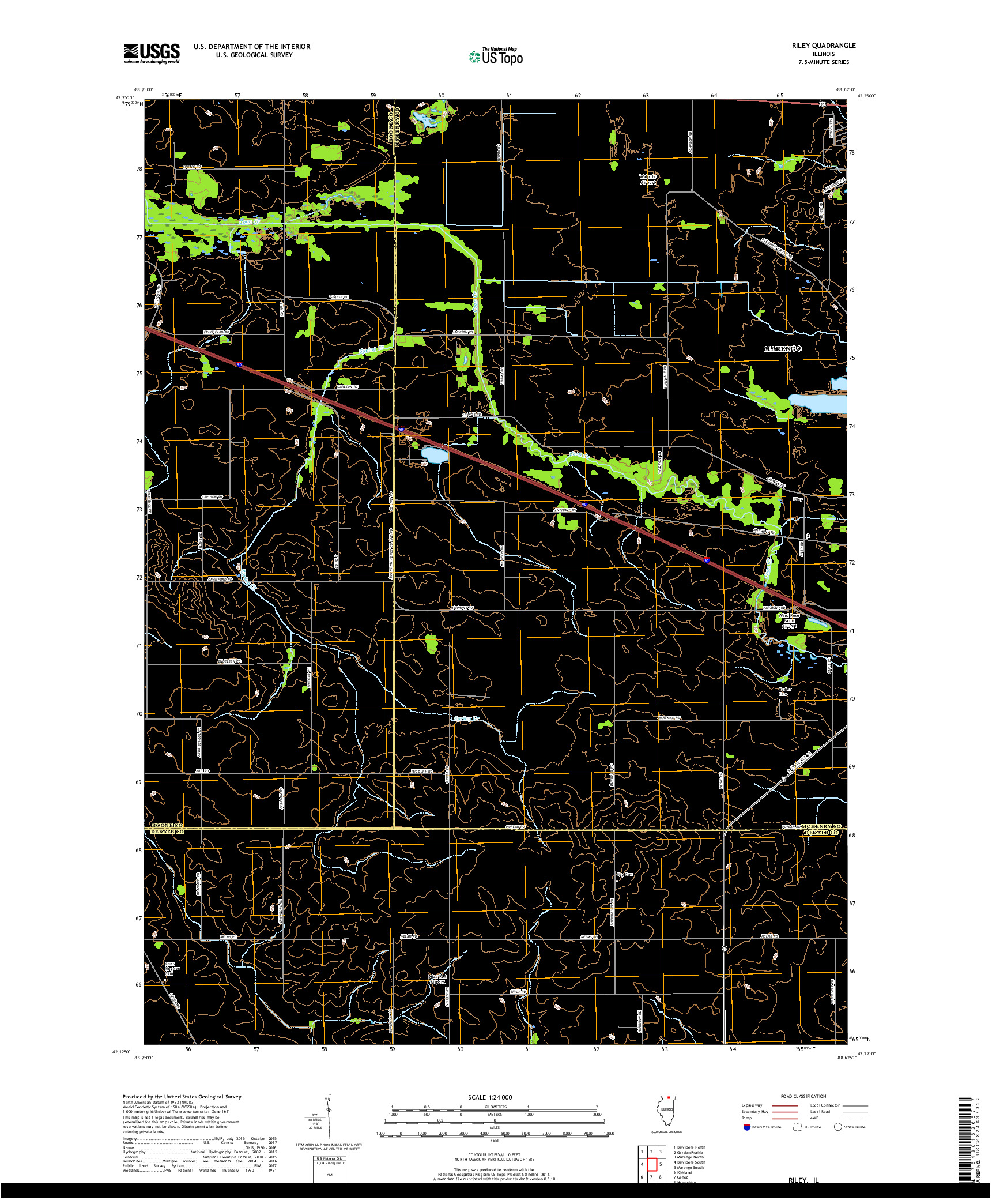 USGS US TOPO 7.5-MINUTE MAP FOR RILEY, IL 2018