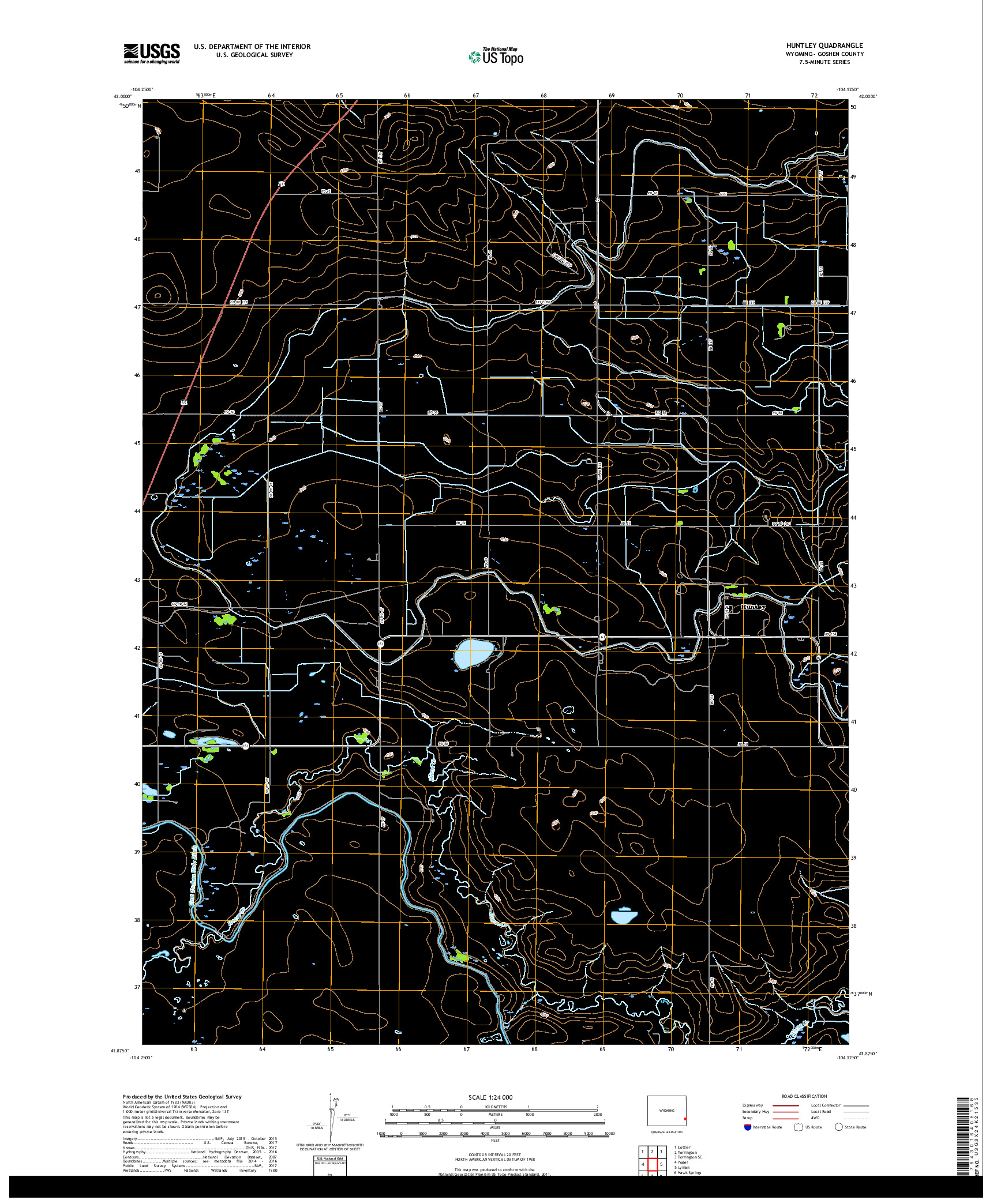 USGS US TOPO 7.5-MINUTE MAP FOR HUNTLEY, WY 2018