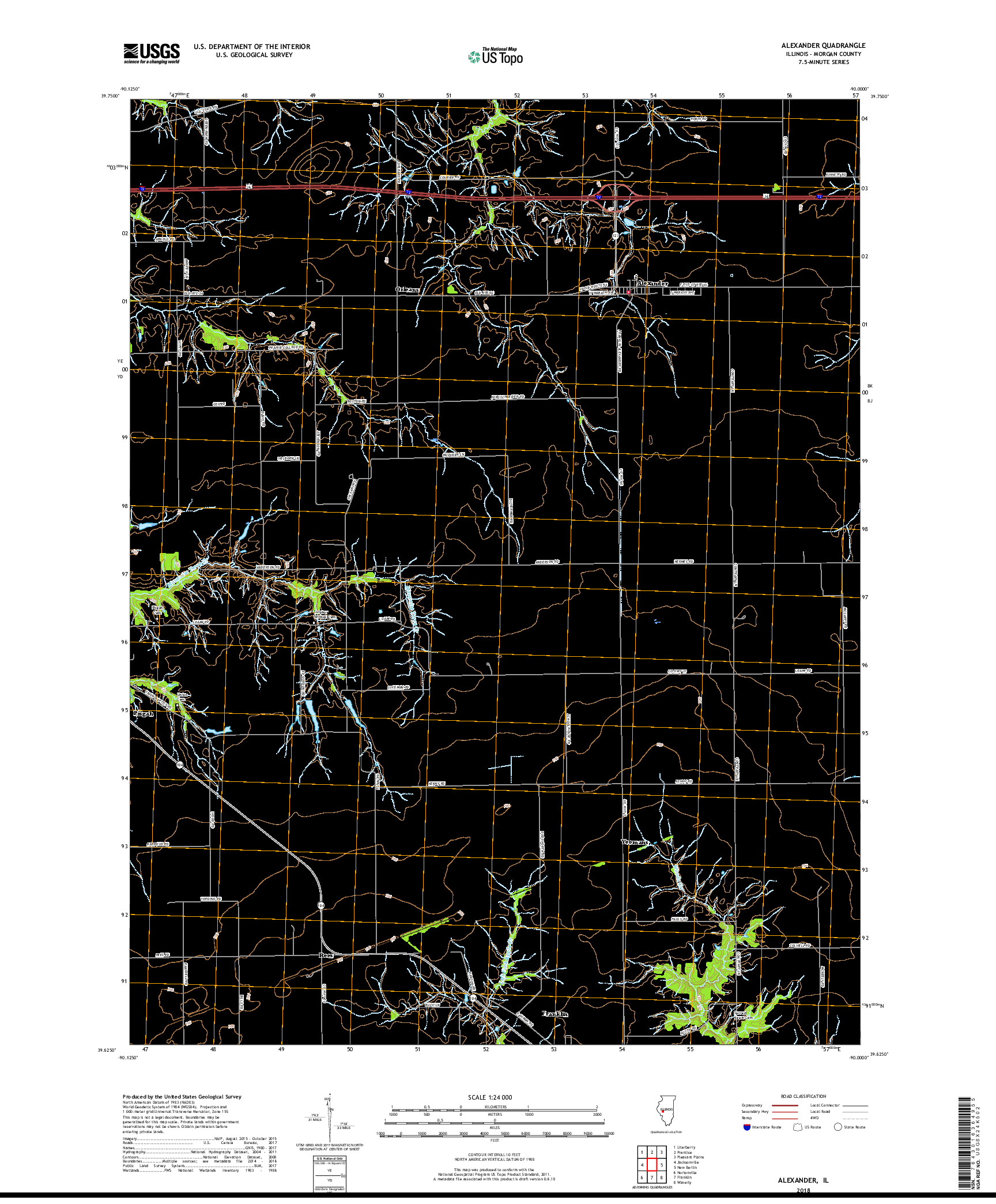 USGS US TOPO 7.5-MINUTE MAP FOR ALEXANDER, IL 2018