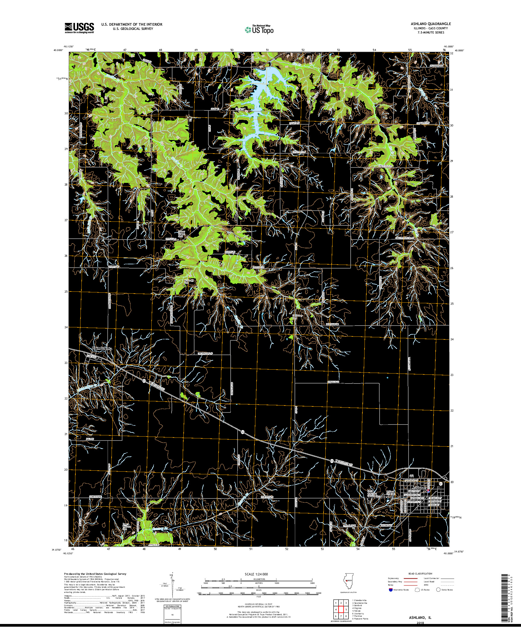 USGS US TOPO 7.5-MINUTE MAP FOR ASHLAND, IL 2018